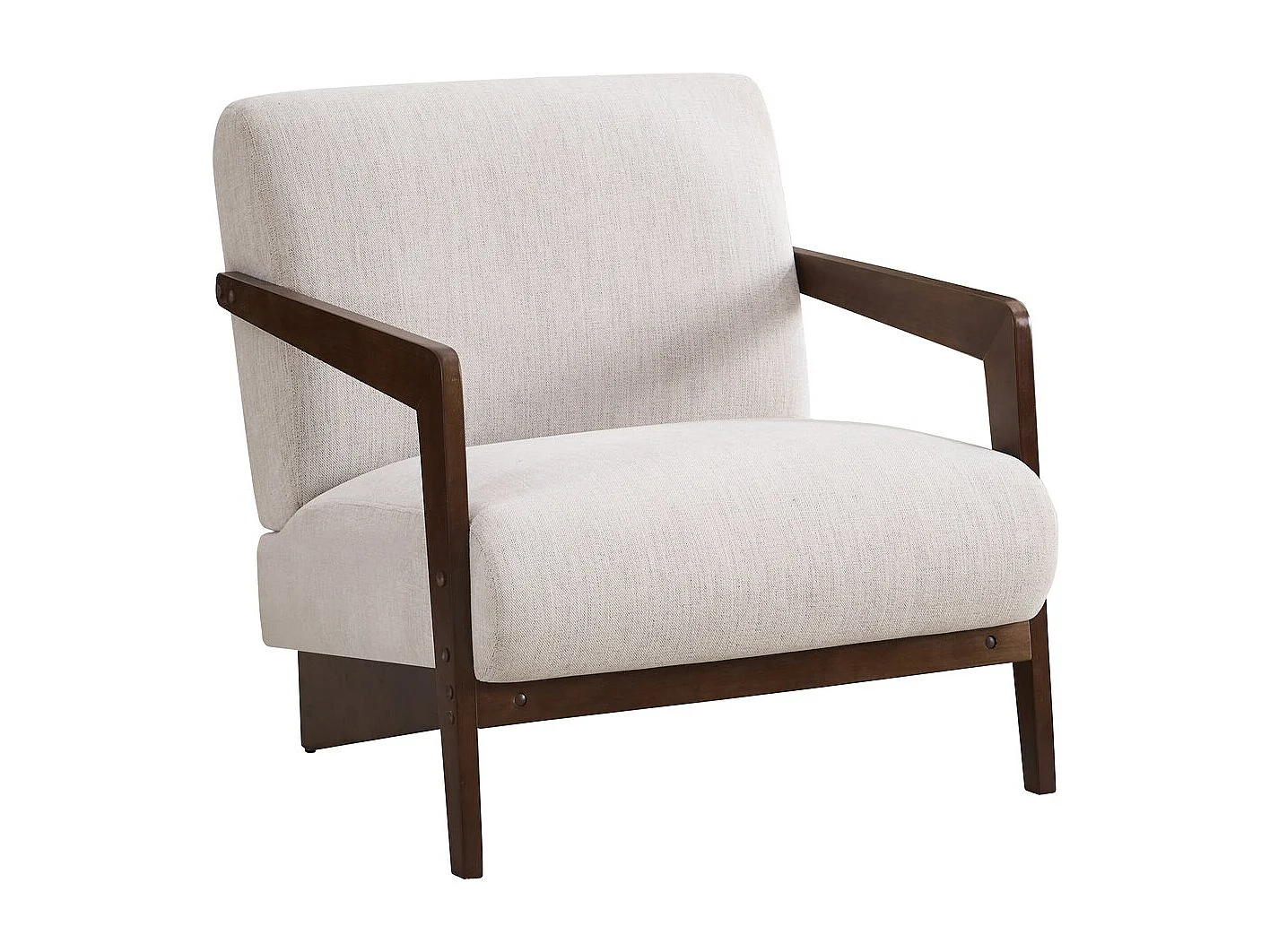 Fauteuil intérieur scandinave en bois et tissu "Lena" - Beige