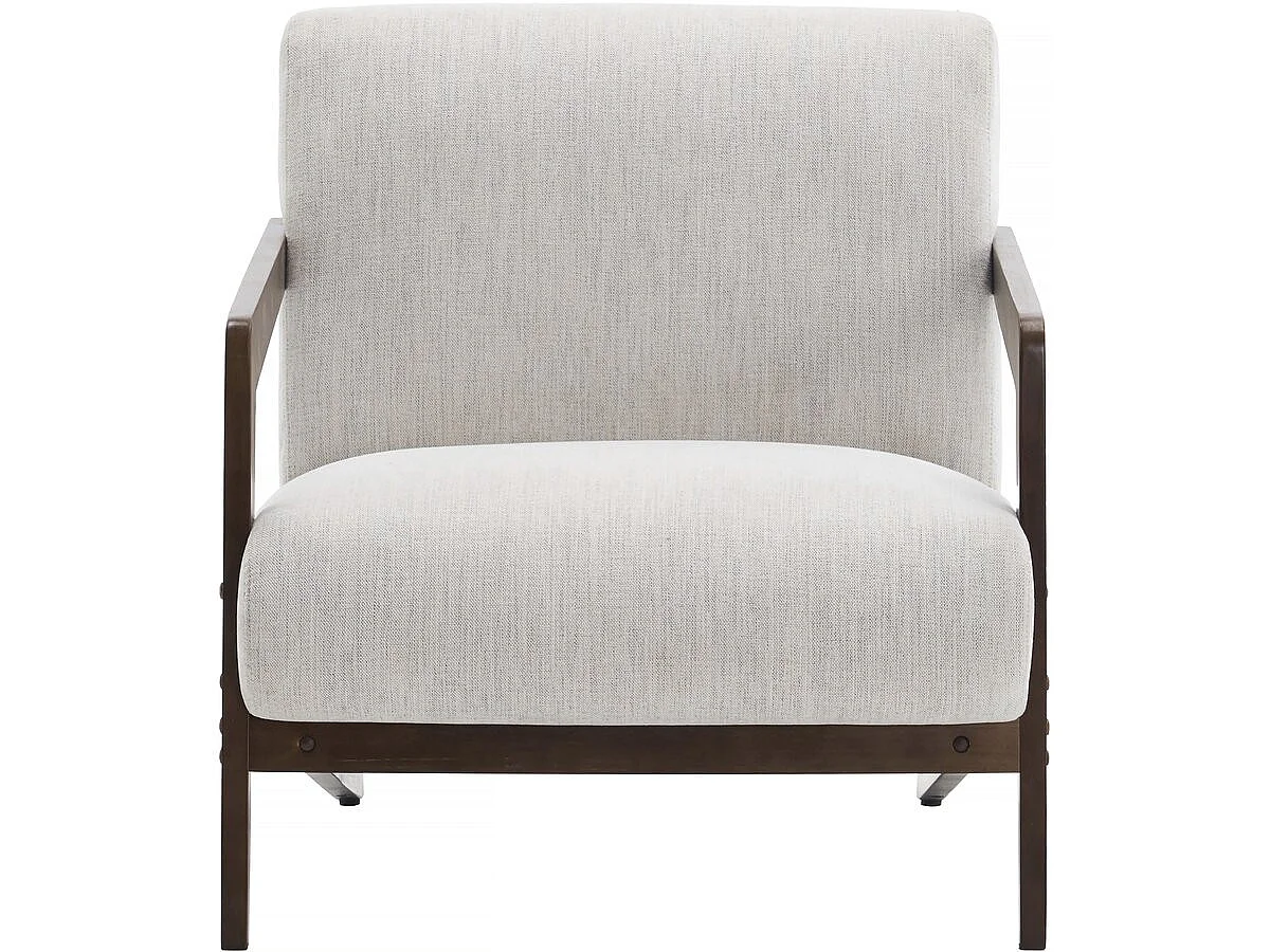 Skandinavisk Trä- och Tygfåtölj "Lena" - Beige/Grå - Elegant Design, Rymlig Sittplats, Stabil Konstruktion