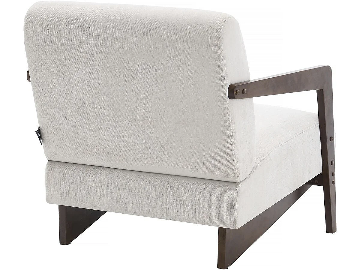 Skandinavisk Trä- och Tygfåtölj "Lena" - Beige/Grå - Elegant Design, Rymlig Sittplats, Stabil Konstruktion
