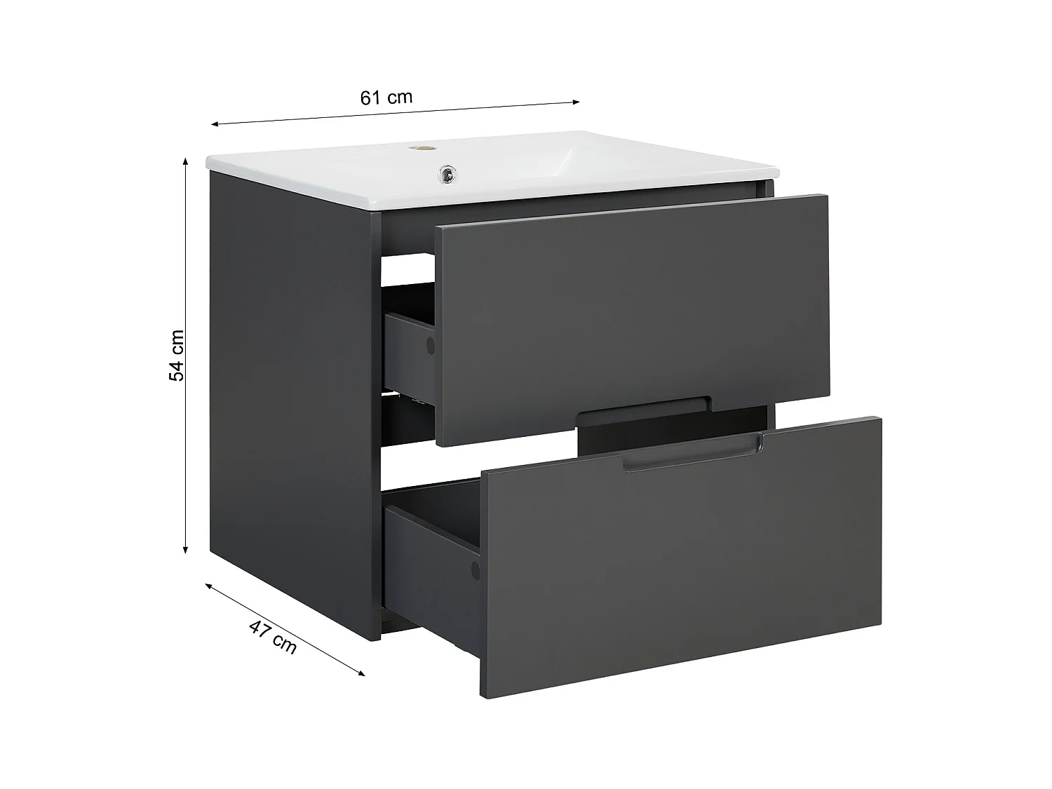 Armoire de salle de bain 61x54x47 cm gris