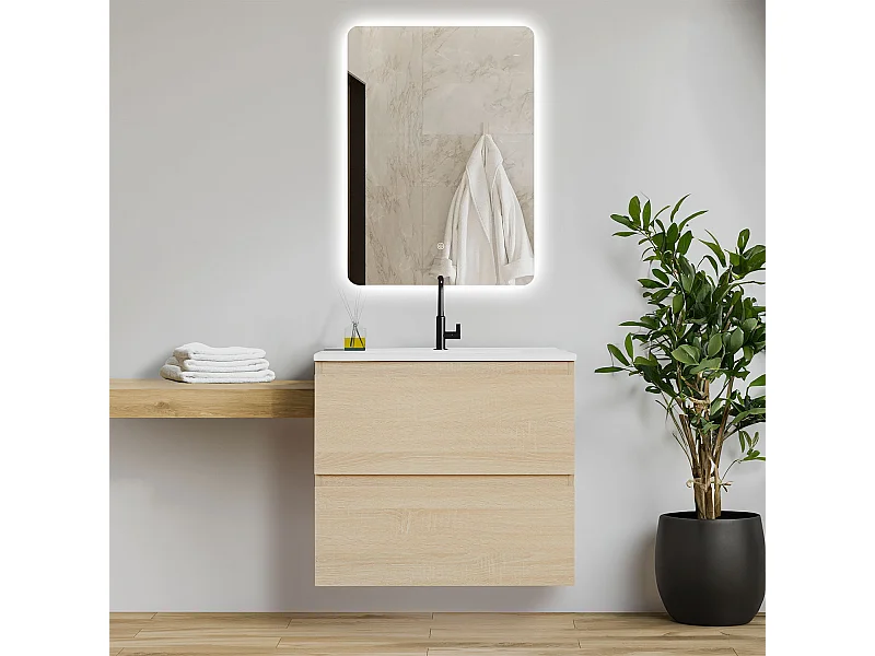 Armoire de salle de bain 61x54x47 cm chêne naturel