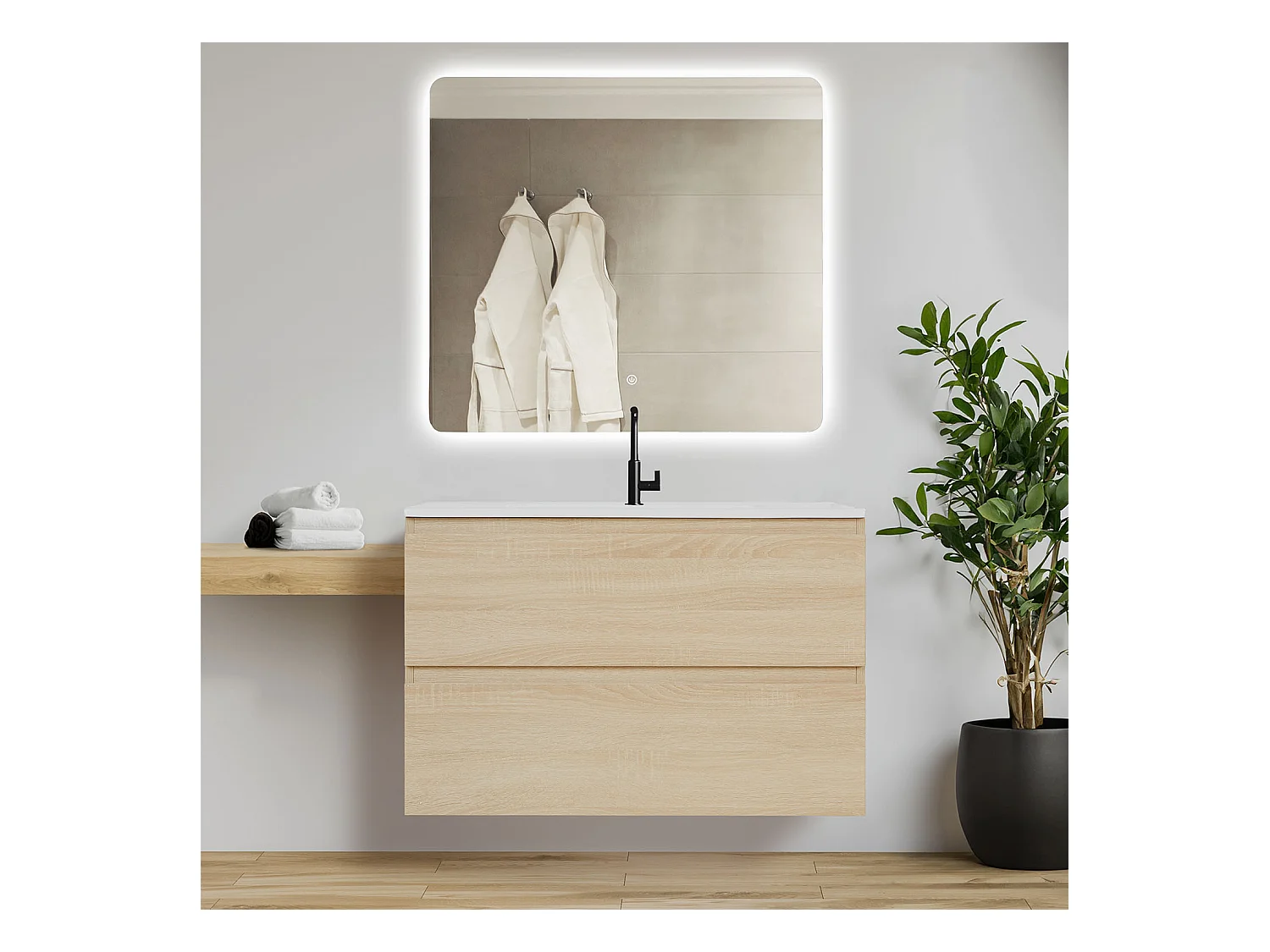 Meuble de salle de bain 80,5×54×47 cm Chêne naturel