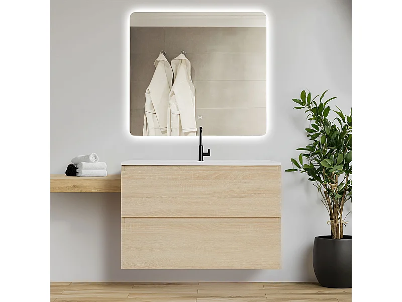 Meuble de salle de bain 80,5×54×47 cm Chêne naturel