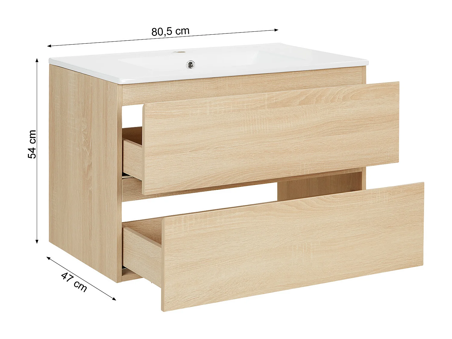 Badkamermeubilair 80,5x54x47 cm Natuurlijk eiken