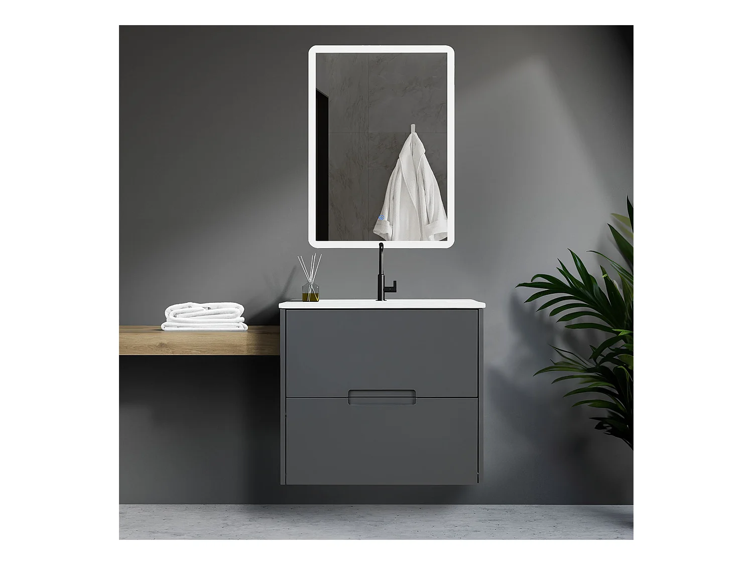 Meuble de salle de bain 61x54x47 cm gris