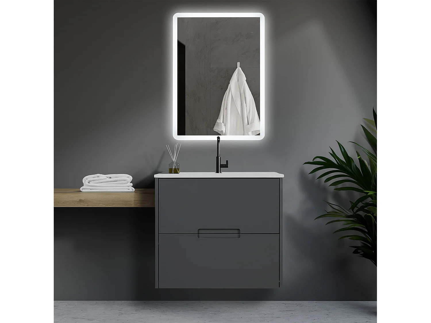 Badkamermeubel 61x54x47 cm grijs