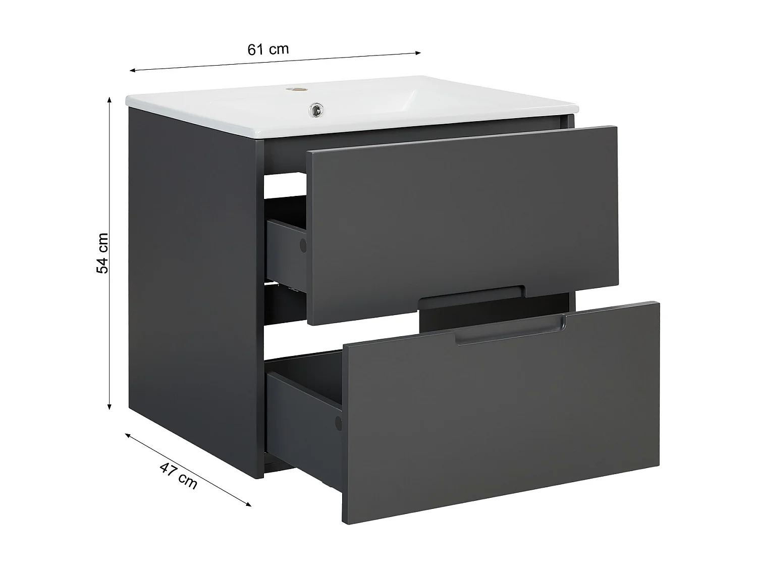 Badkamermeubel 61x54x47 cm grijs