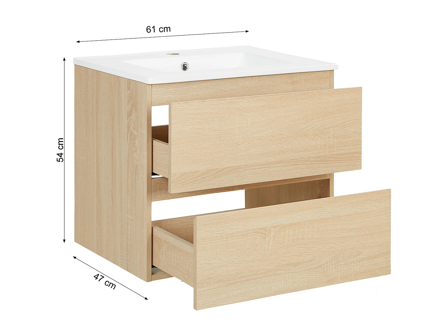 Armário de casa de banho 61x54x47 cm madeira natural Carvalho