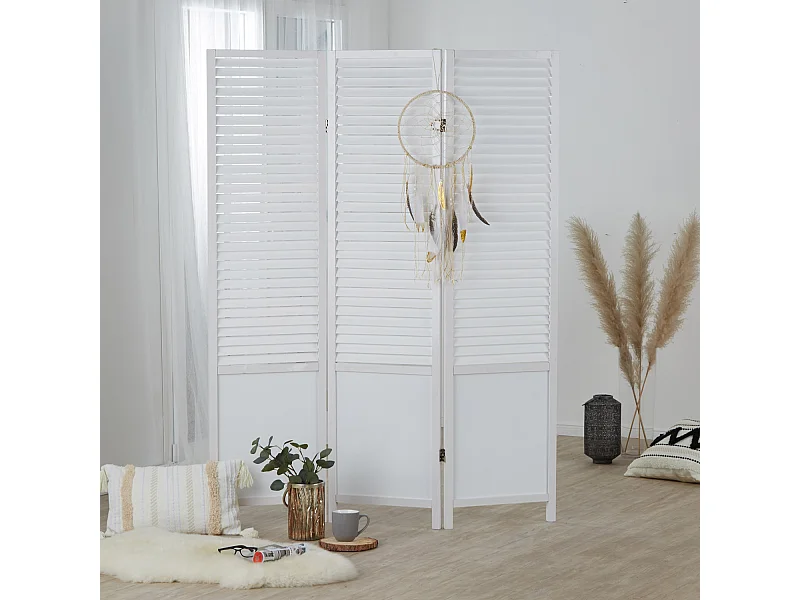 Biombo 130x2,2x175 cm branco Paravent