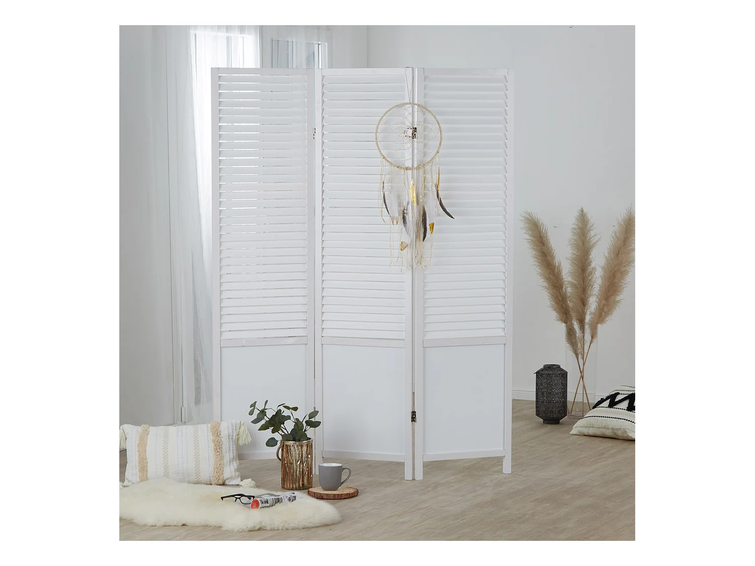 Séparateur de pièce 130x2,2x175 cm blanc Paravent