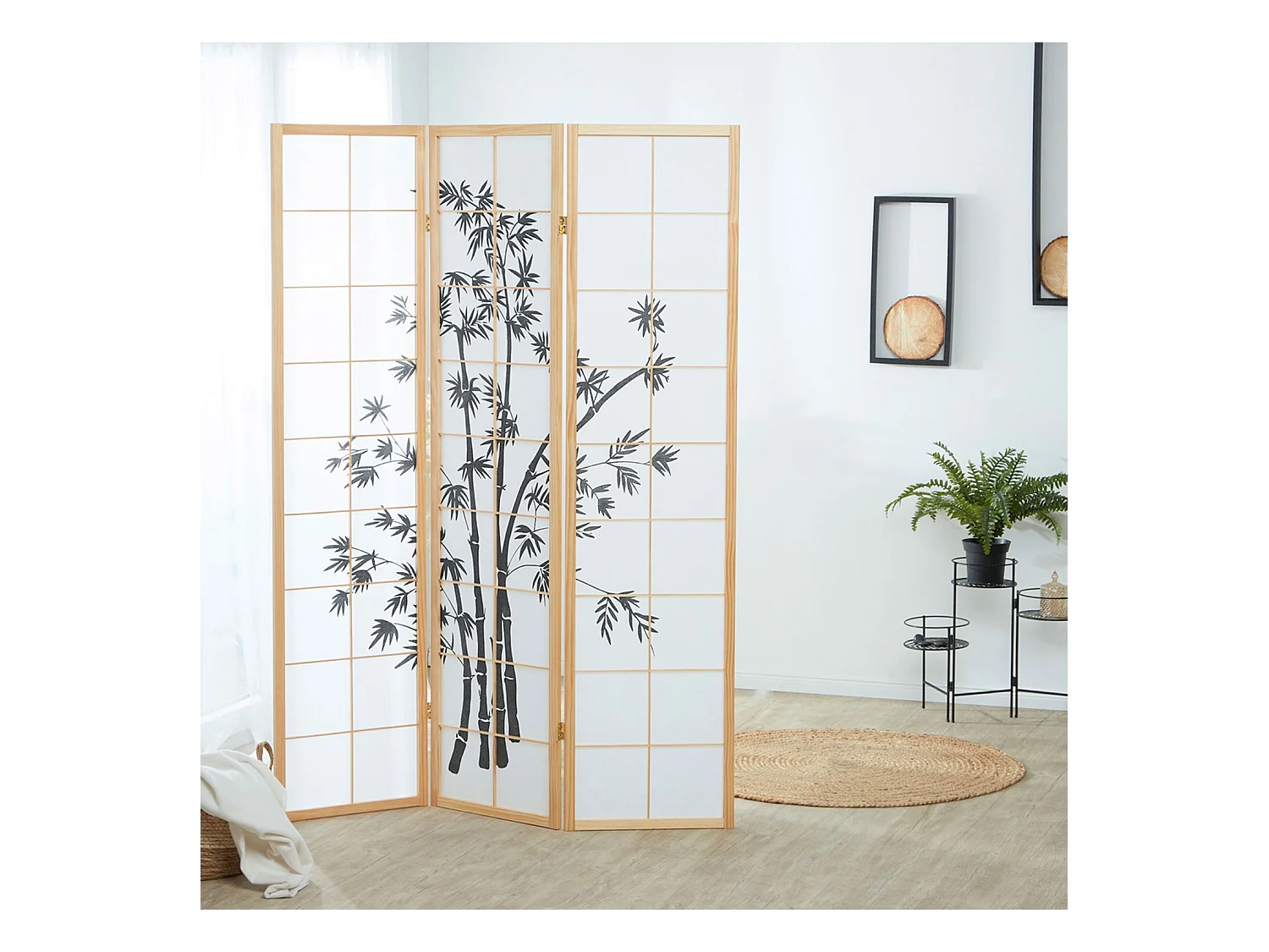 Paravent 132x2x179 cm bois naturel Shoji