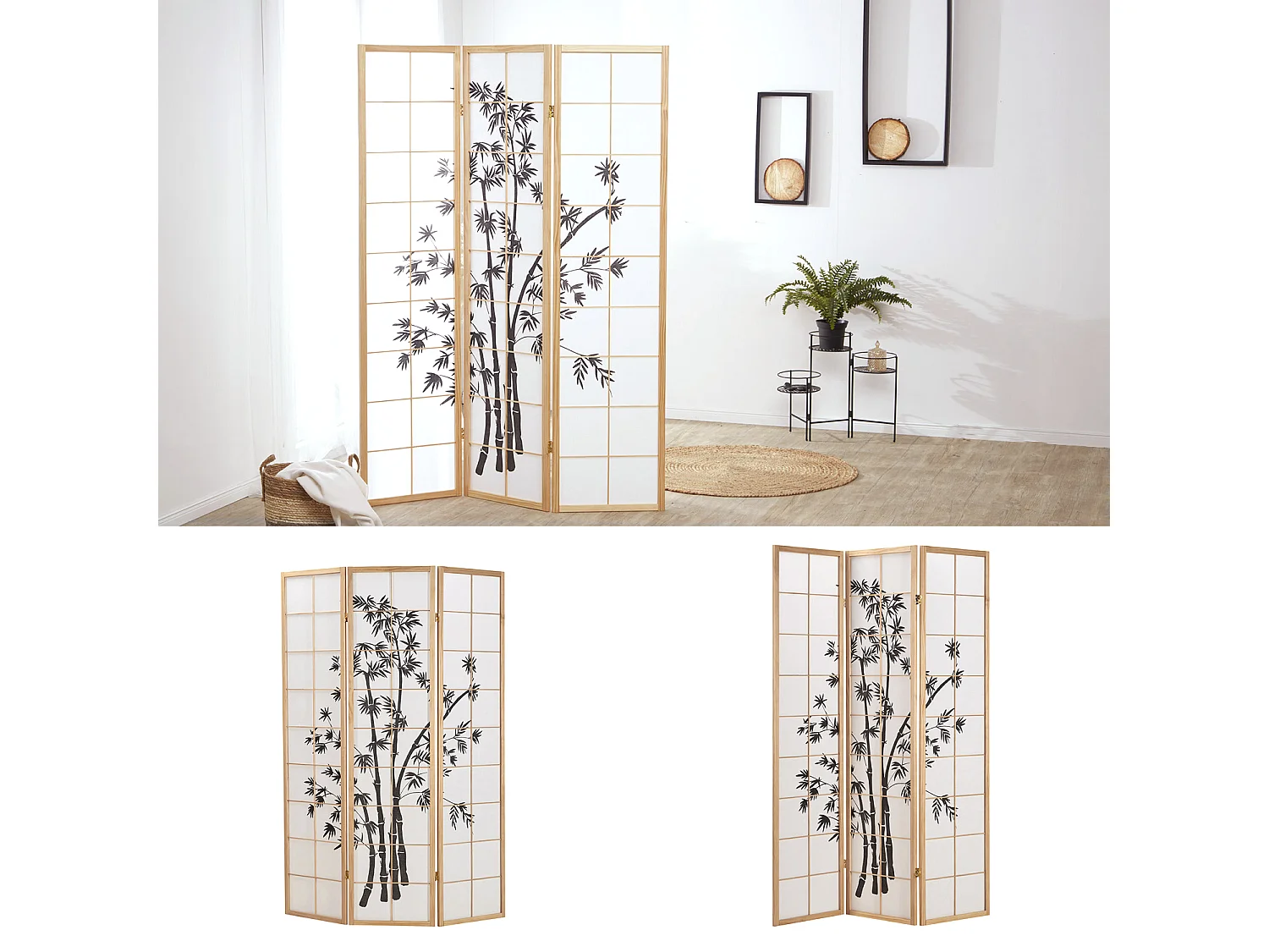 Kamerscheider 132x2x179 cm natuurlijk hout Shoji