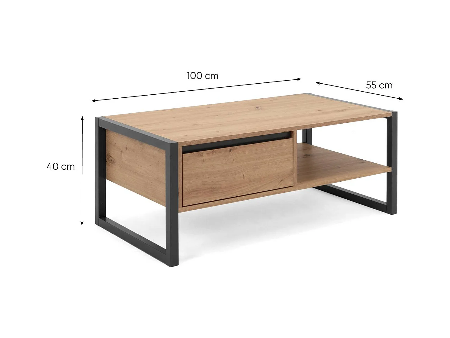 Table basse 100x40x55 cm Gris naturel