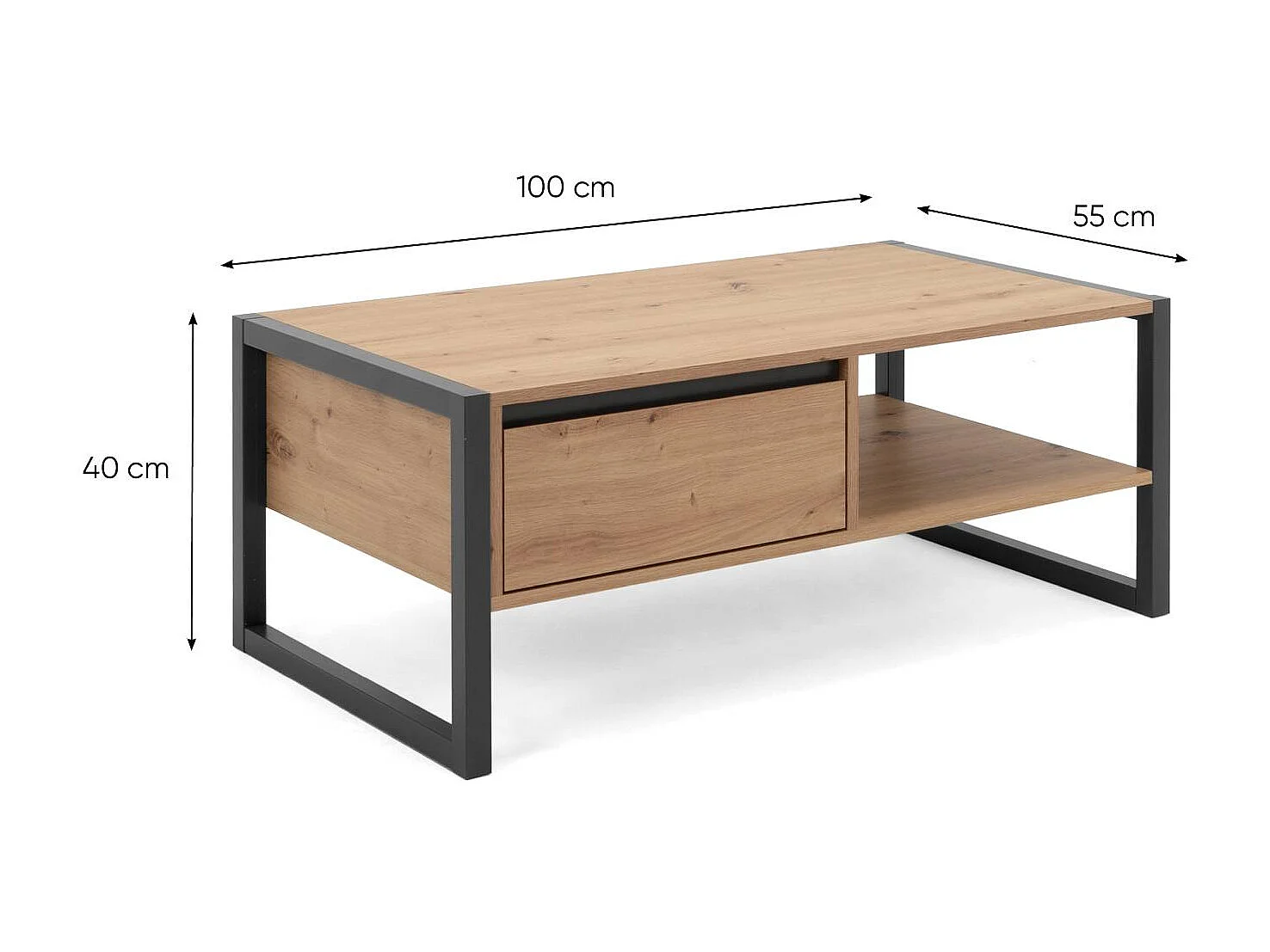 Table basse 100x40x55 cm Gris naturel