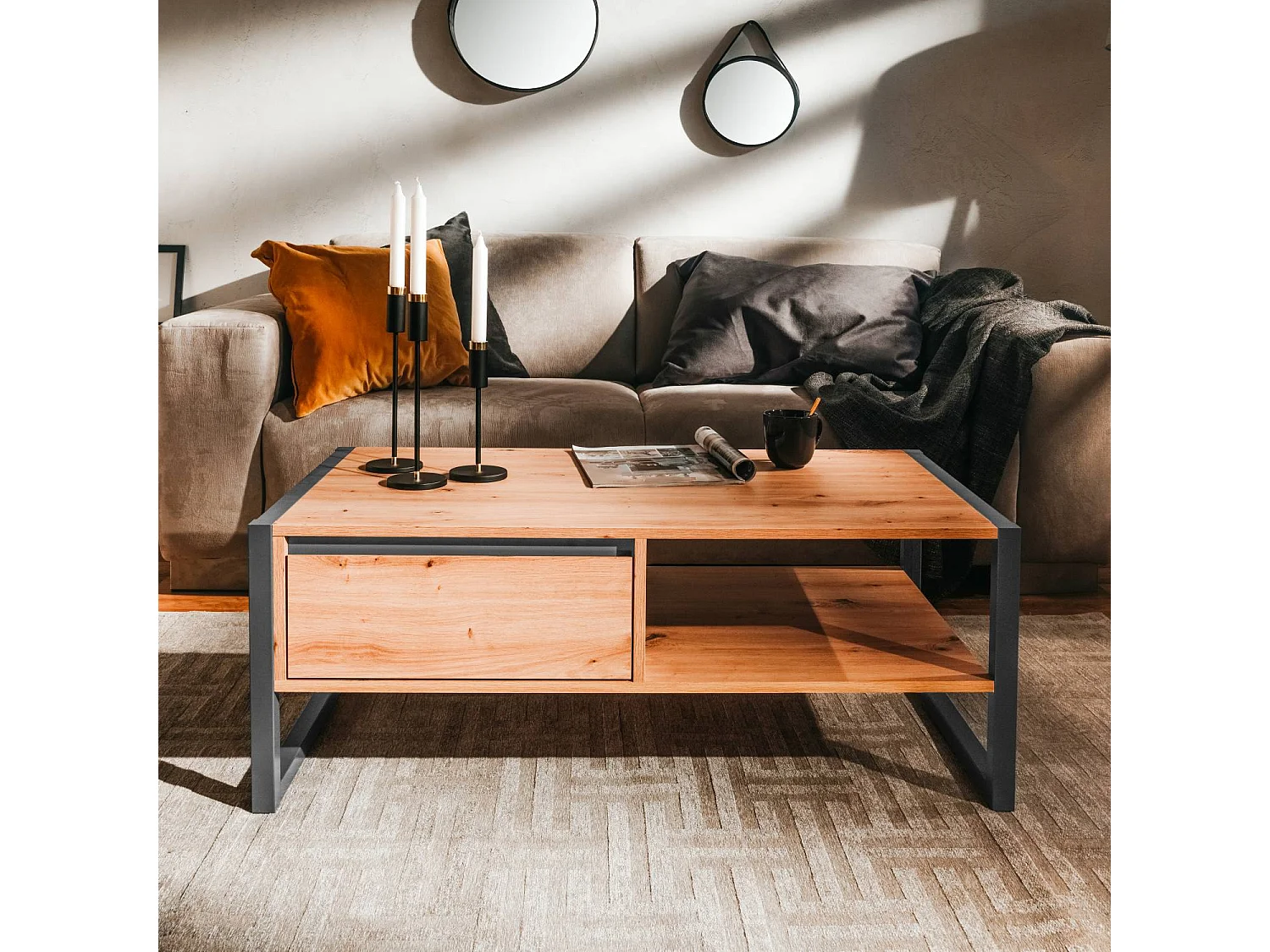 Table basse 100x40x55 cm Gris naturel