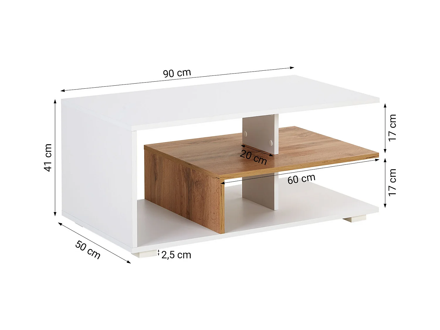 Stolik kawowy 90x41x50 cm Dąb biały