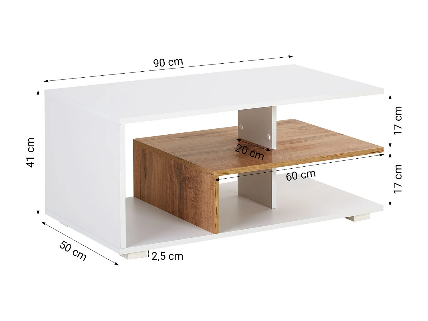 Stolik kawowy 90x41x50 cm Dąb biały
