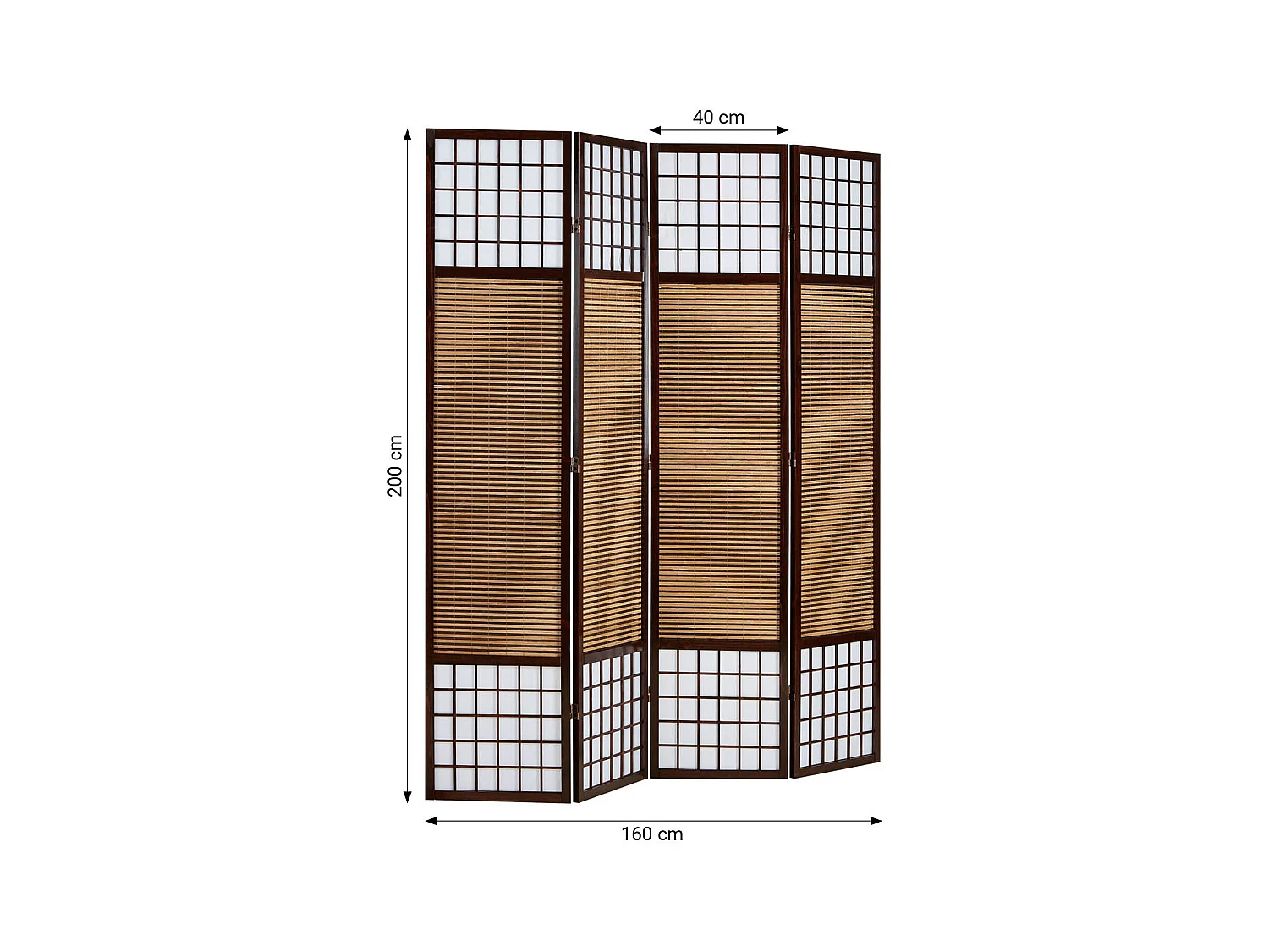 Paravent 160x200x1,8 cm marron