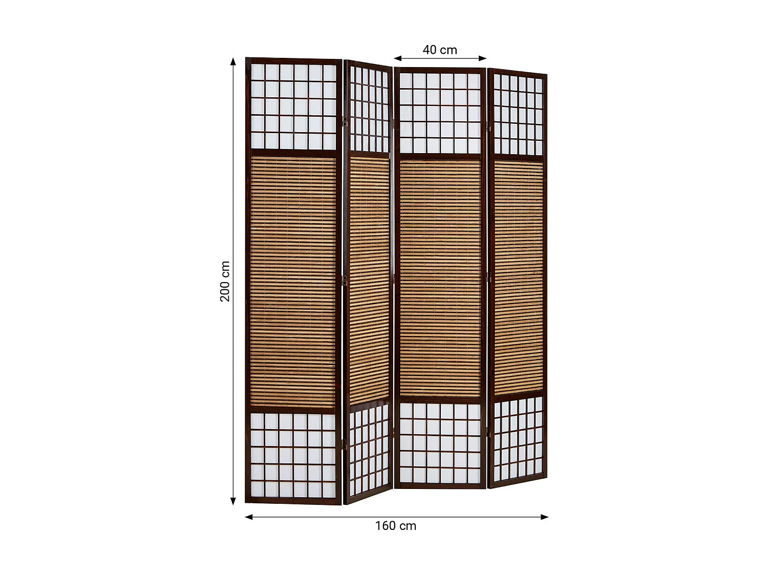 Kamerscherm 160x200x1,8 cm bruin