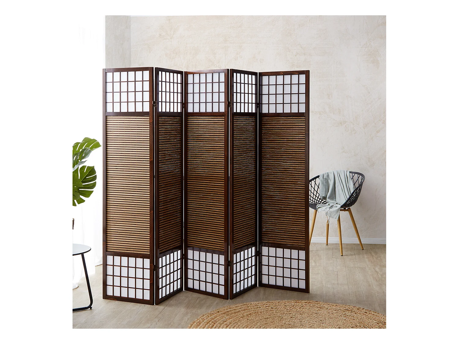 Paravento 220x2,2x175 cm marrone scuro