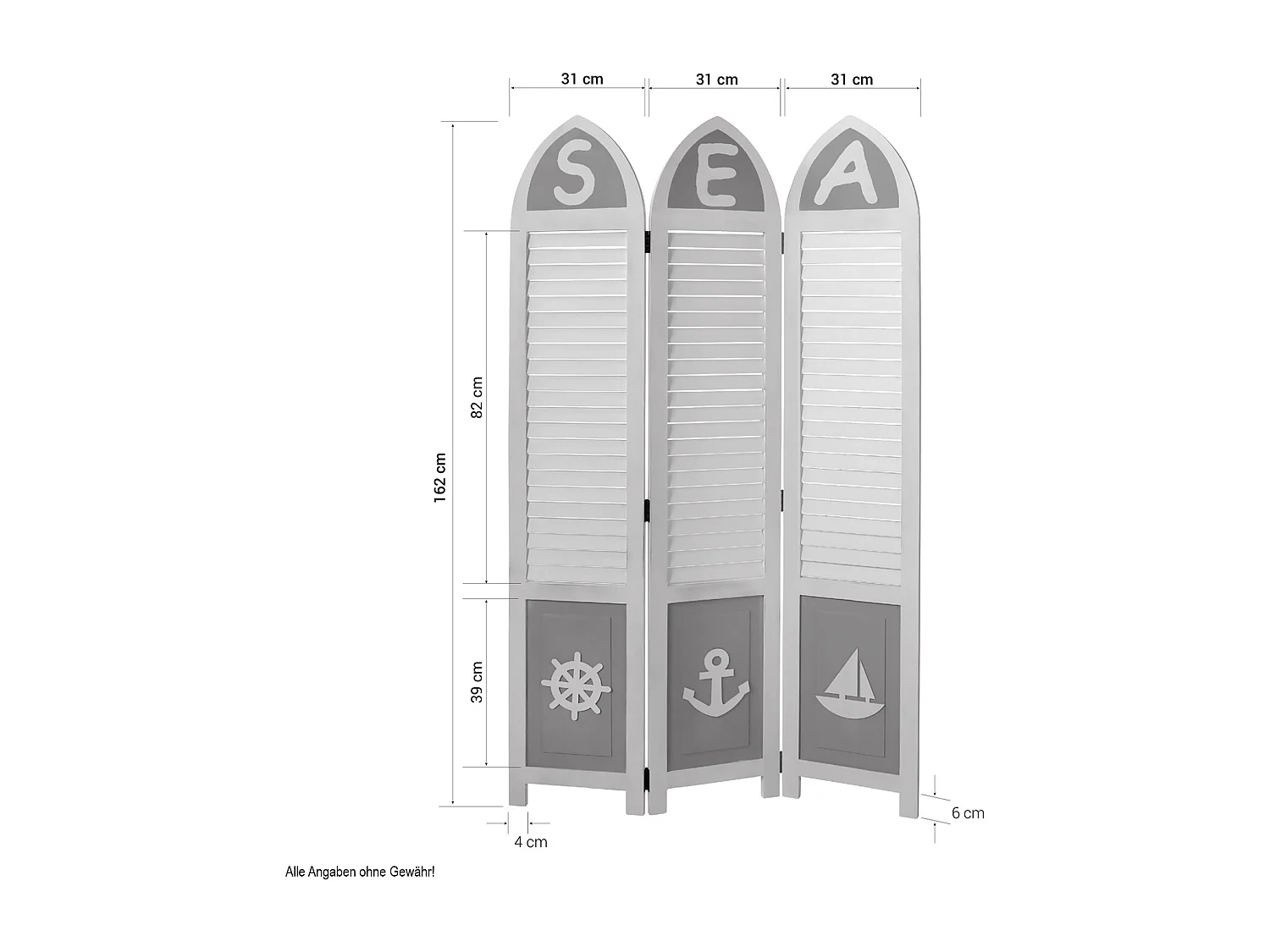 Scherm 93x162x1,7 cm wit
