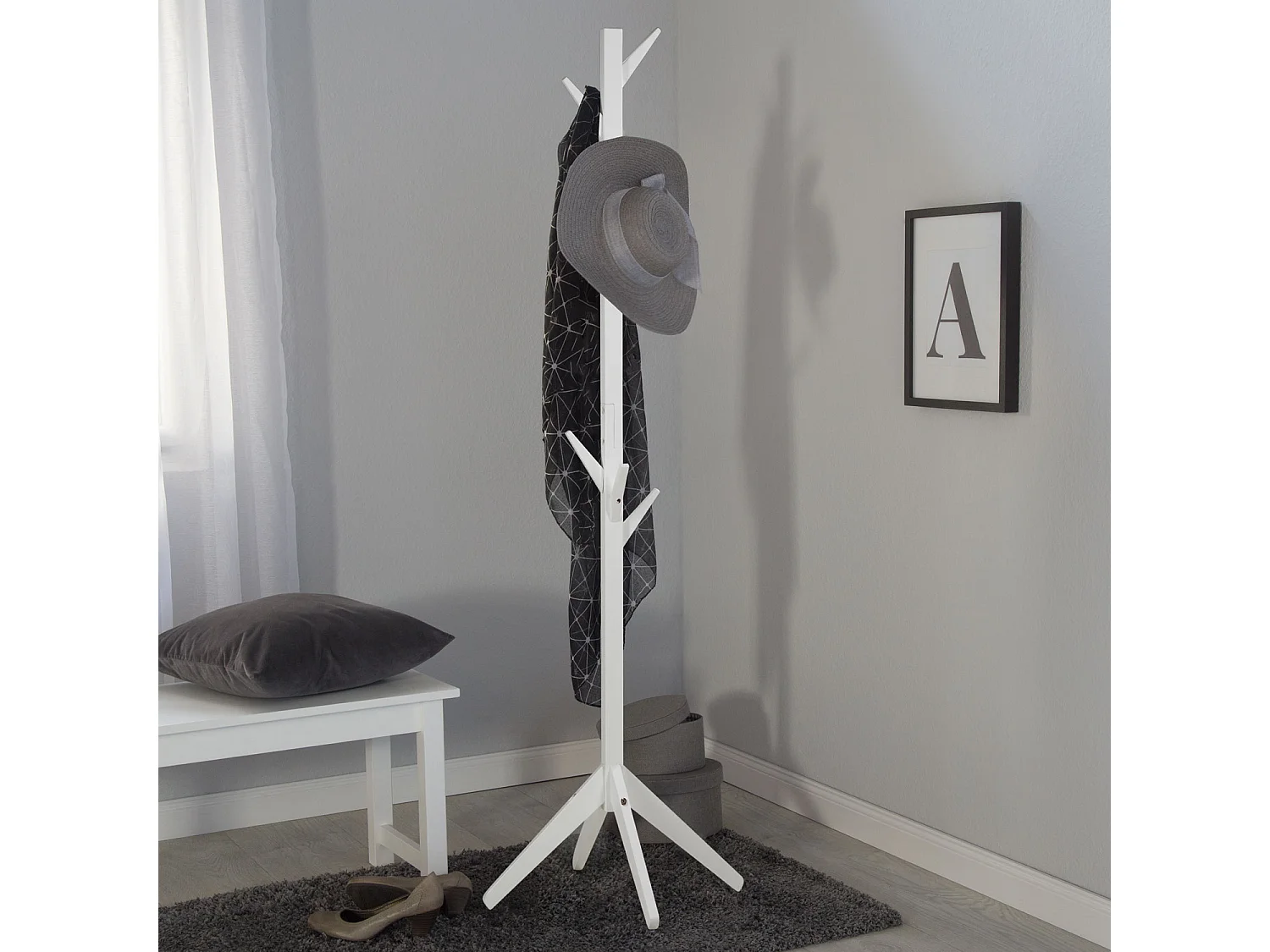 Appendiabiti Sign Alain In Acciaio E Legno Di Betulla – 178 Cm – Design Moderno Bicolore
