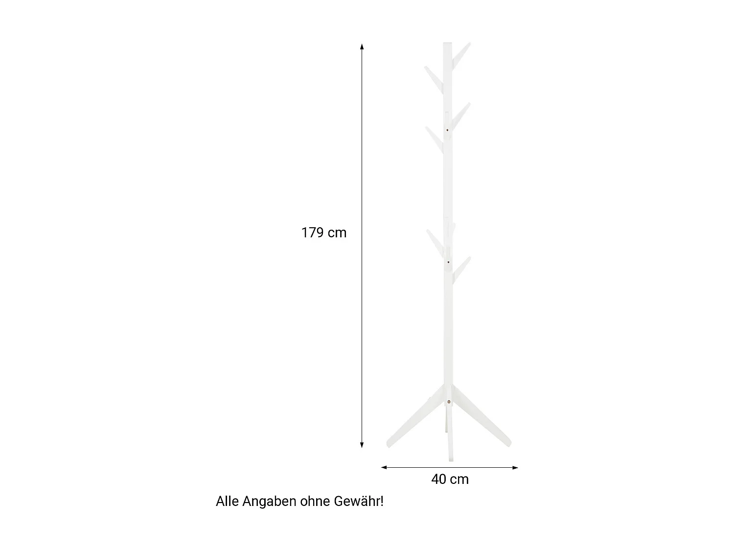 Kapstok 179x40x40 cm wit