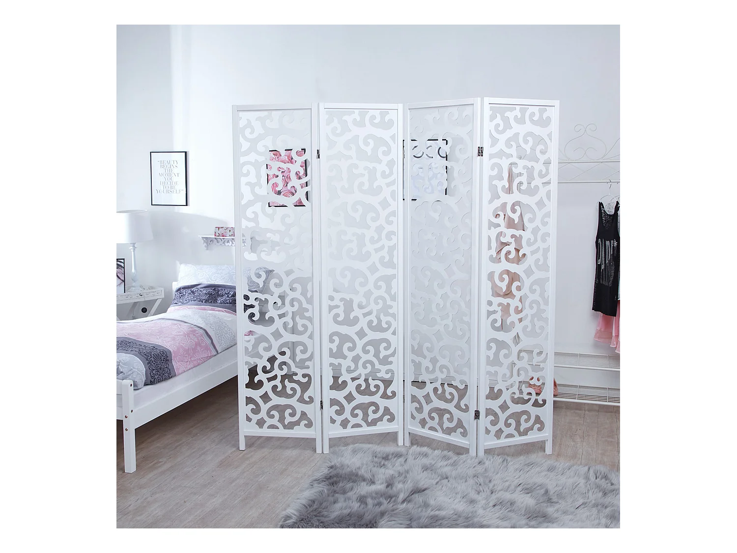 Paravent 175x173x2,2 cm blanc Shoji