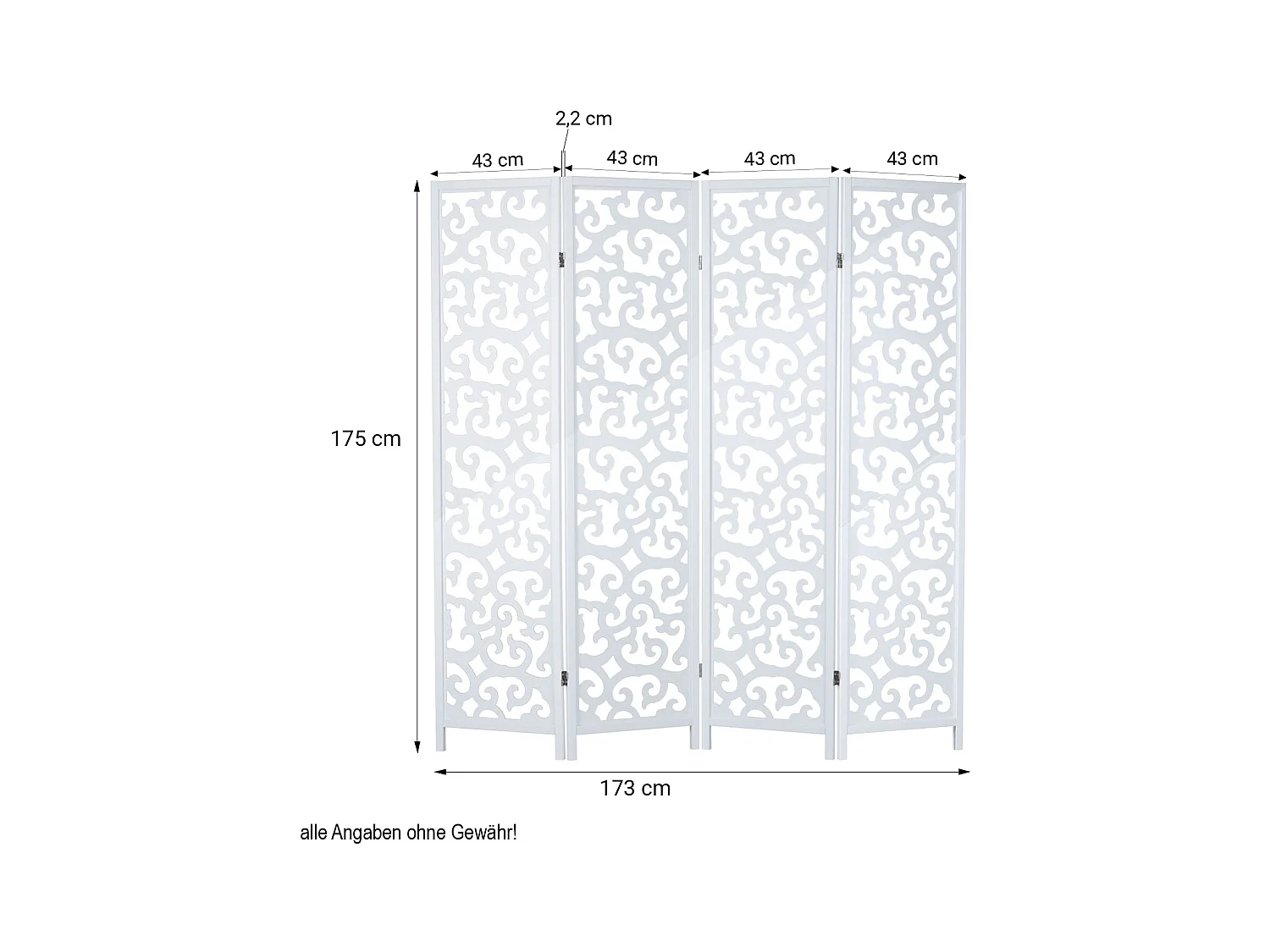 Paravent 175x173x2,2 cm blanc Shoji