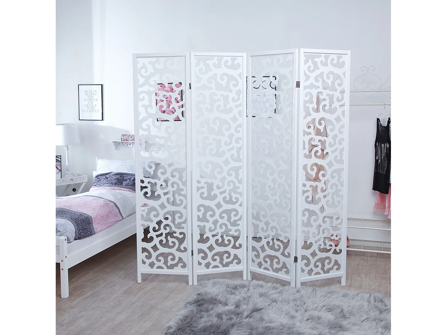 Divisorio per ambienti 175x173x2,2 cm bianco Shoji