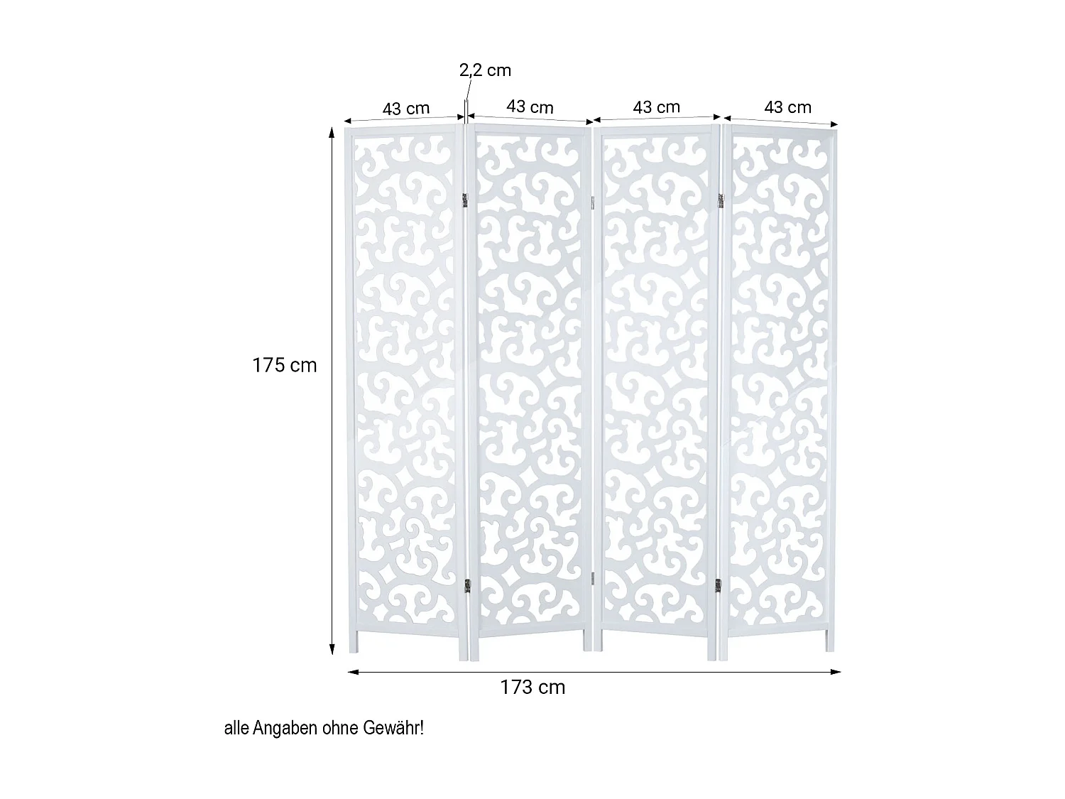 Divisorio per ambienti 175x173x2,2 cm bianco Shoji