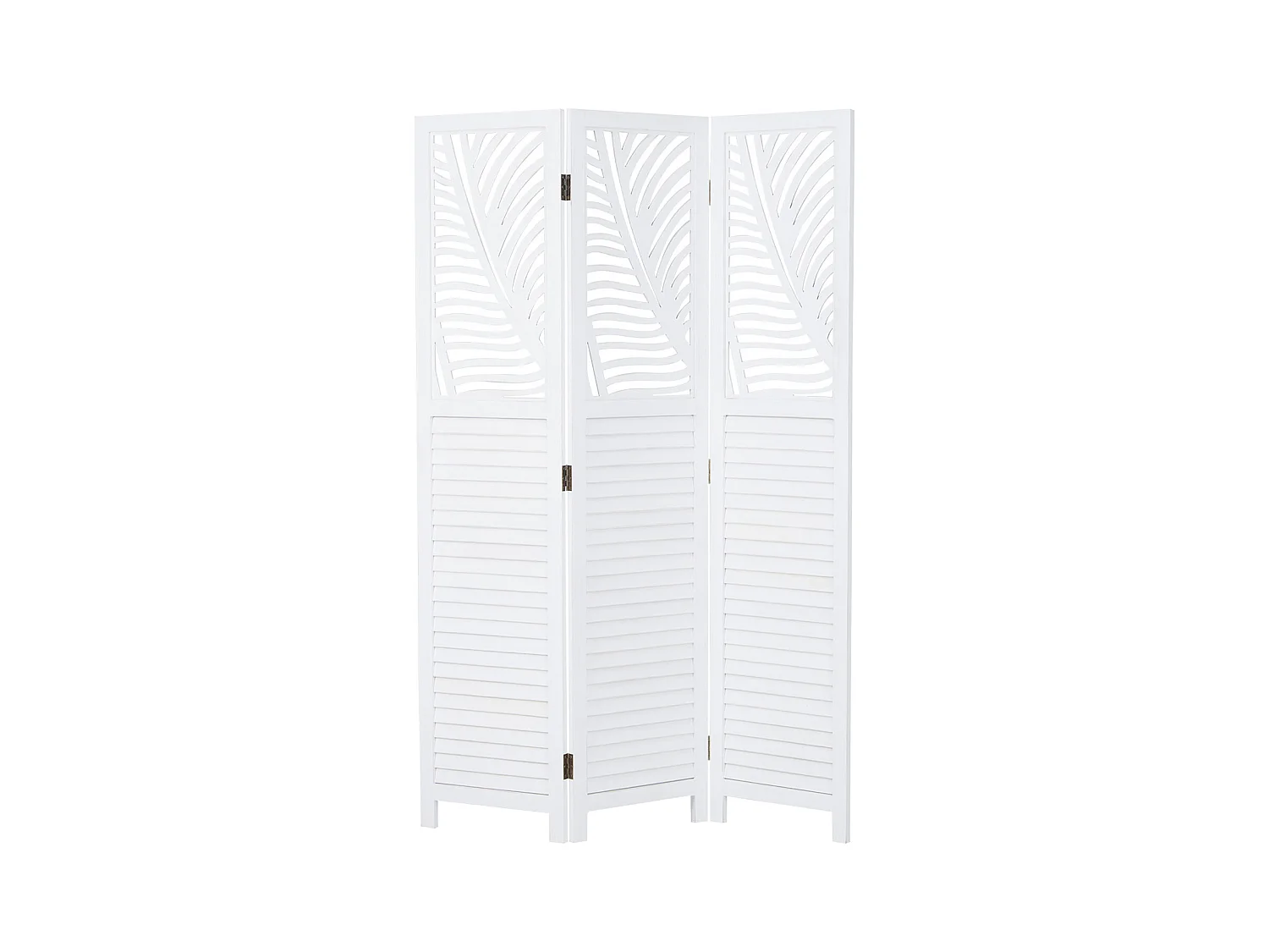 Paravent 3 volets en bois blanc, séparateur de pièce 170x120x2,2 cm
