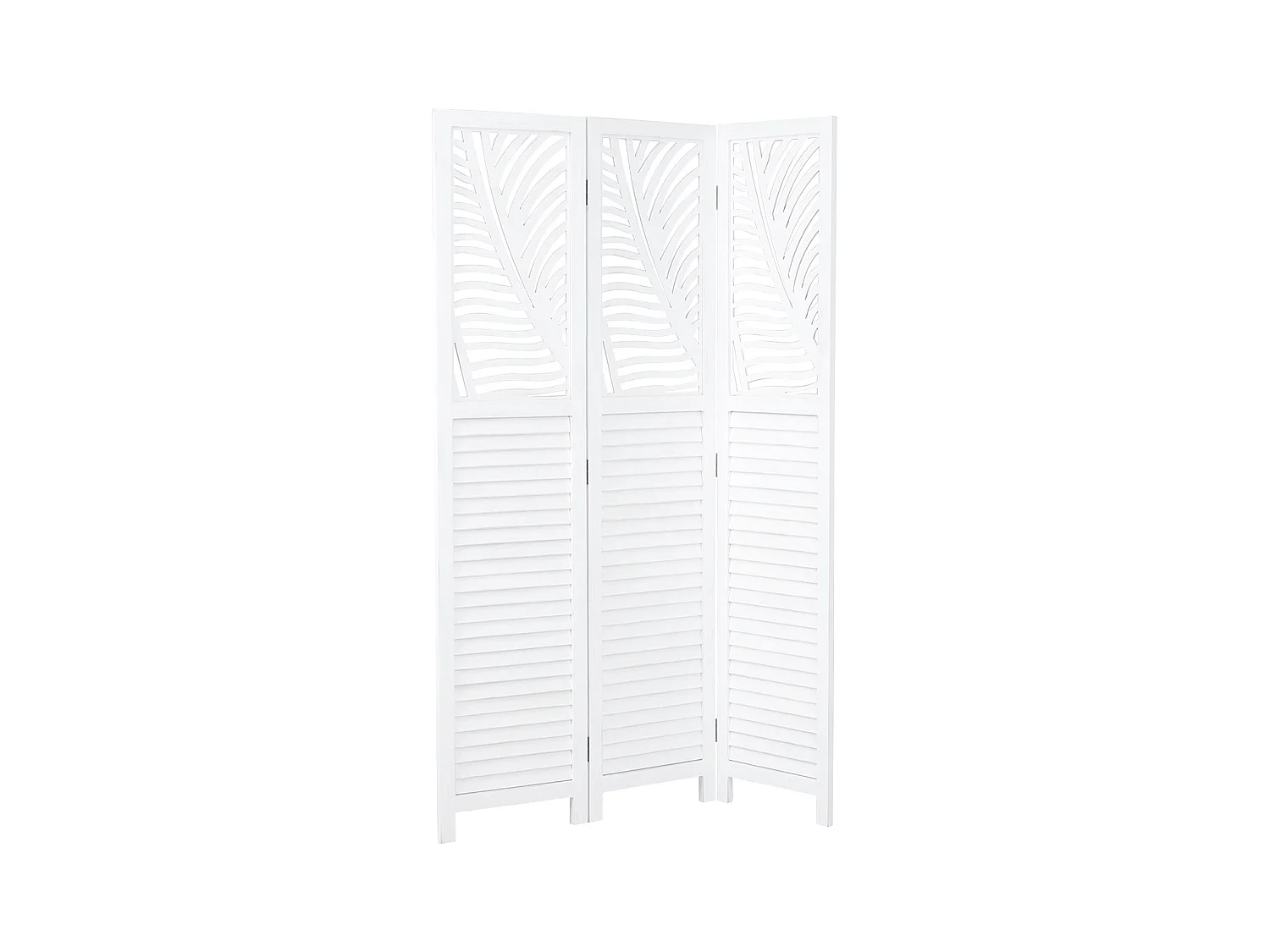Paravent 3 volets en bois blanc, séparateur de pièce 170x120x2,2 cm