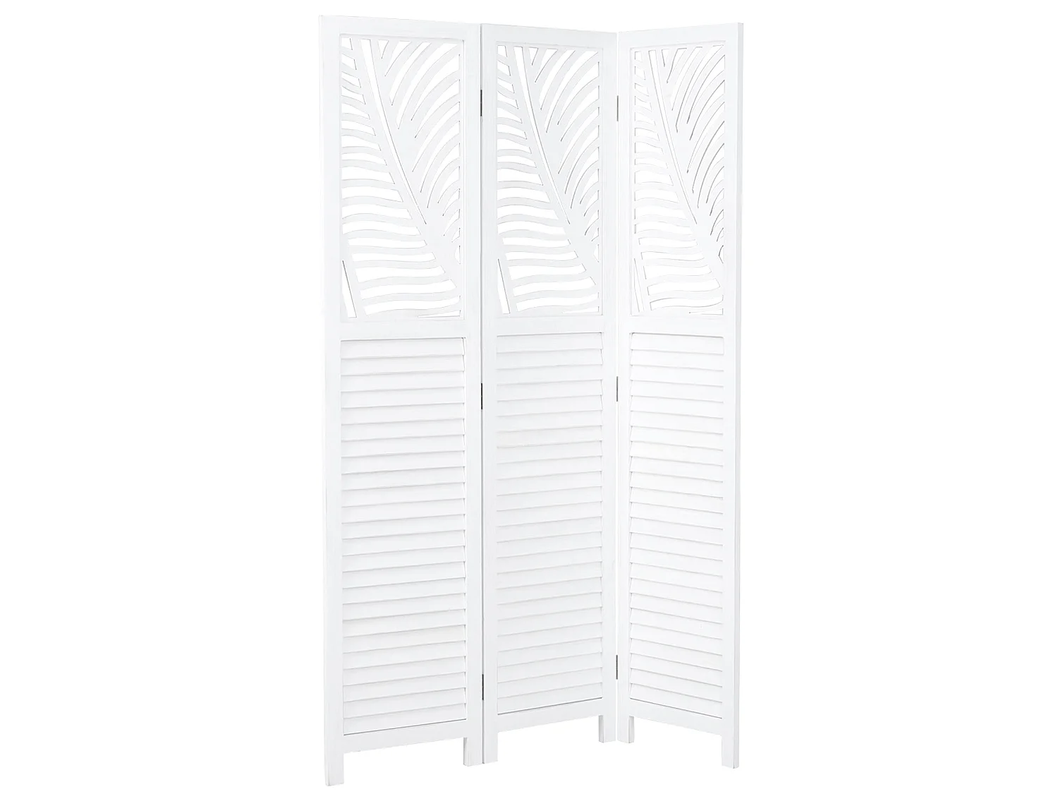 Paravent 3 volets en bois blanc, séparateur de pièce 170x120x2,2 cm