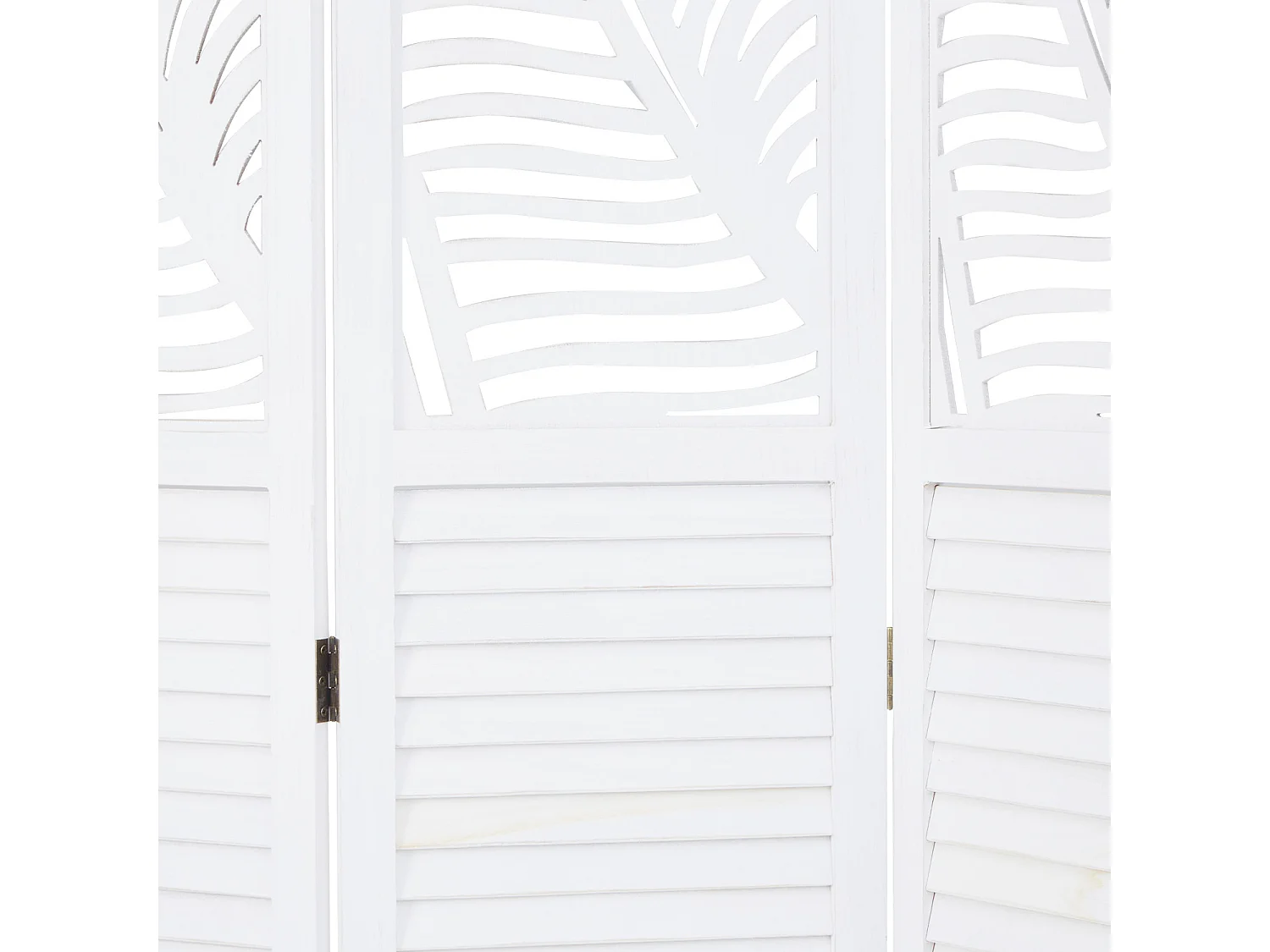 Paravent 3 volets en bois blanc, séparateur de pièce 170x120x2,2 cm