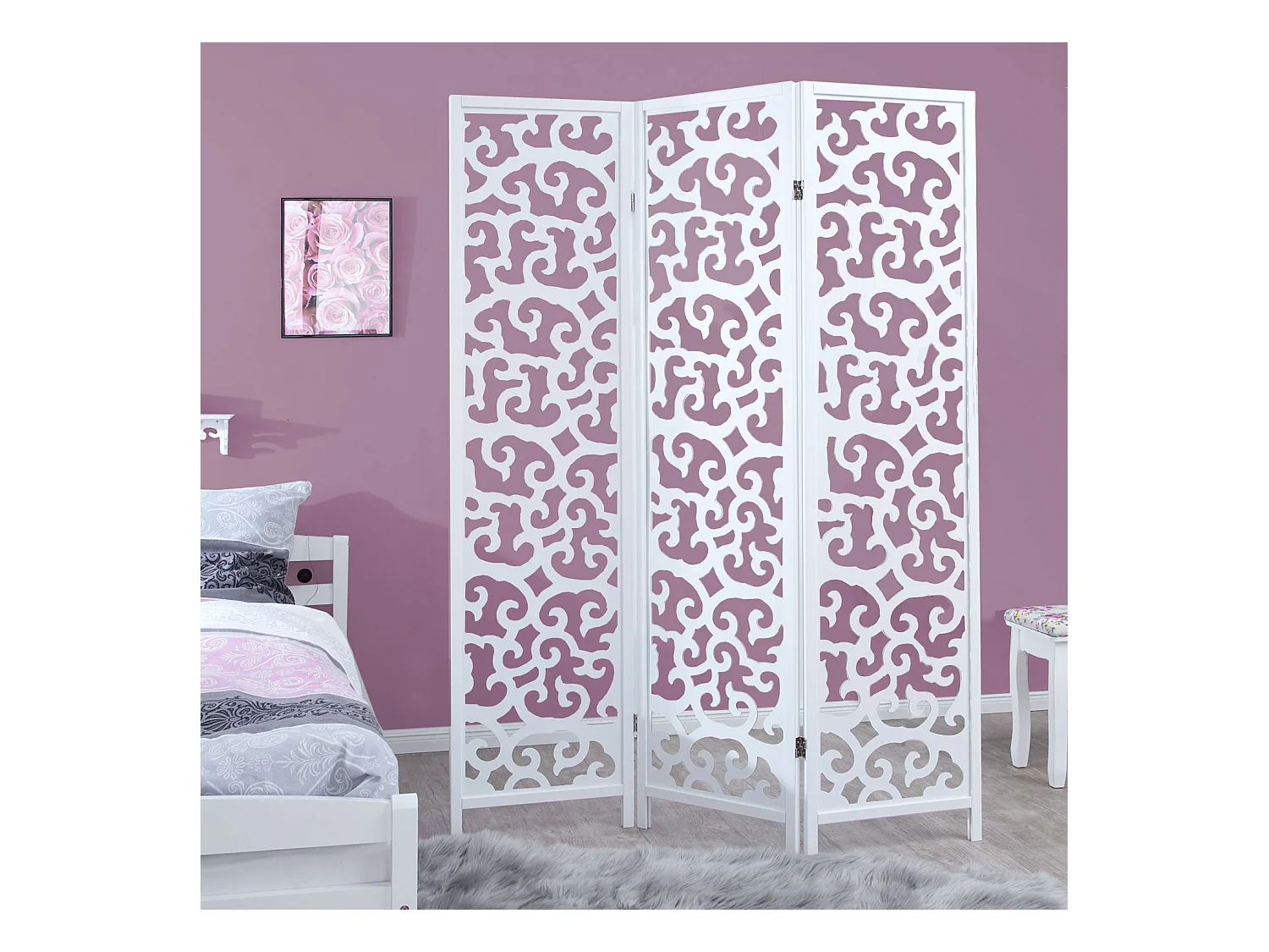 Paravent 130x2,2x175 cm blanc Shoji