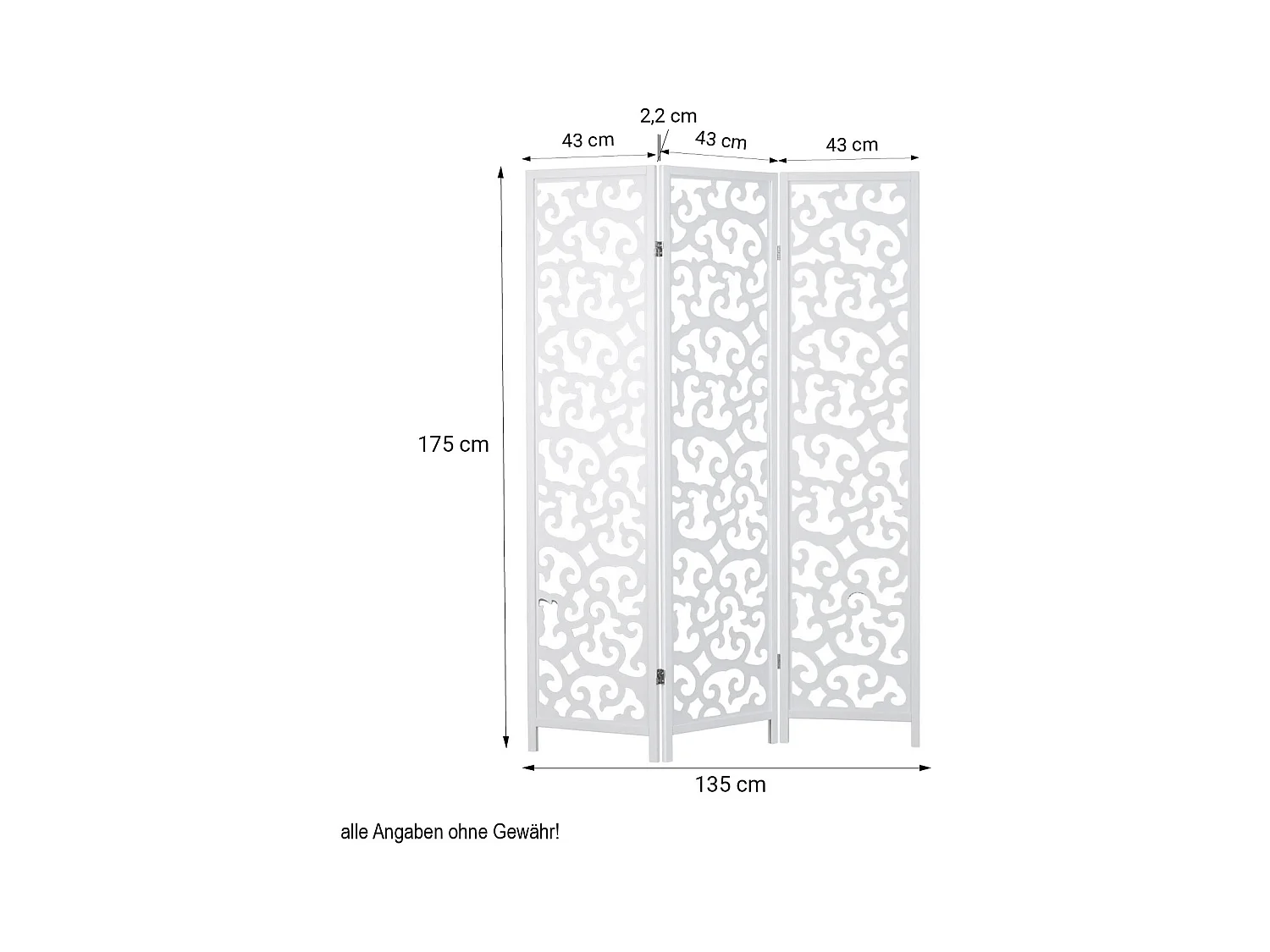 Paravent 130x2,2x175 cm blanc Shoji