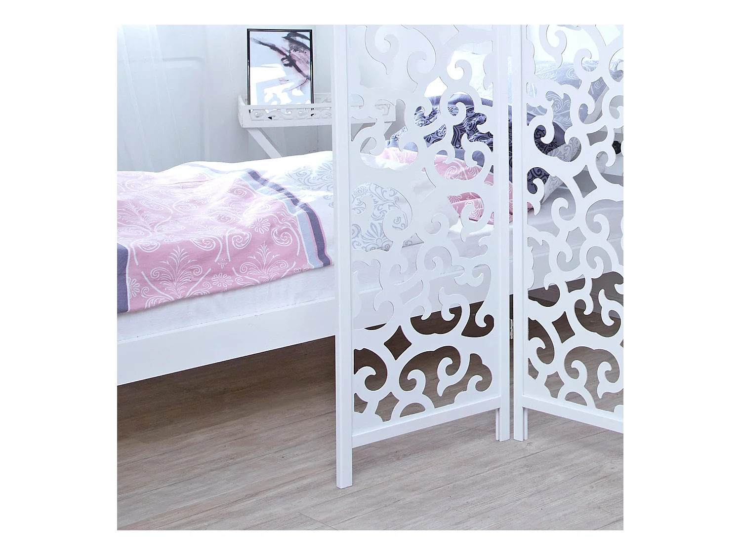 Paravent 130x2,2x175 cm blanc Shoji