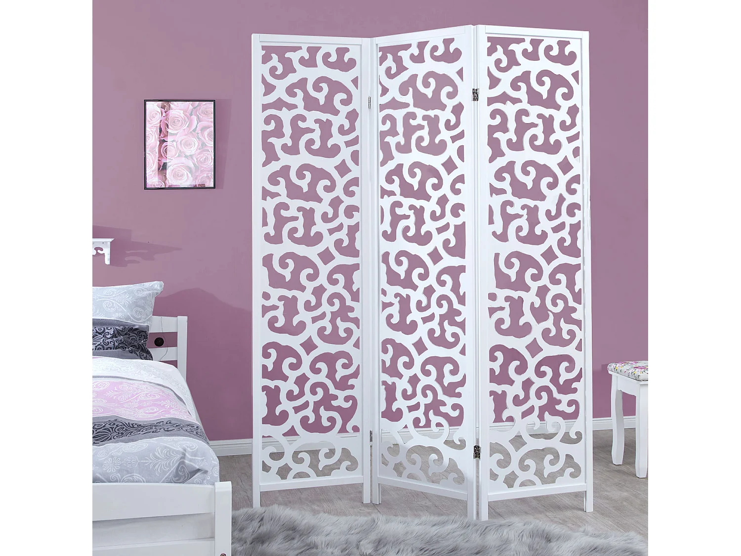 Kamerscherm 130x2,2x175 cm wit Shoji