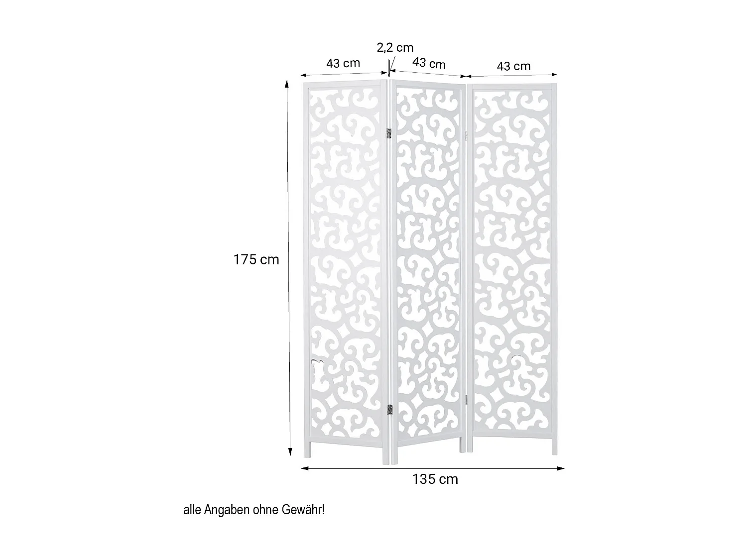 Kamerscherm 130x2,2x175 cm wit Shoji