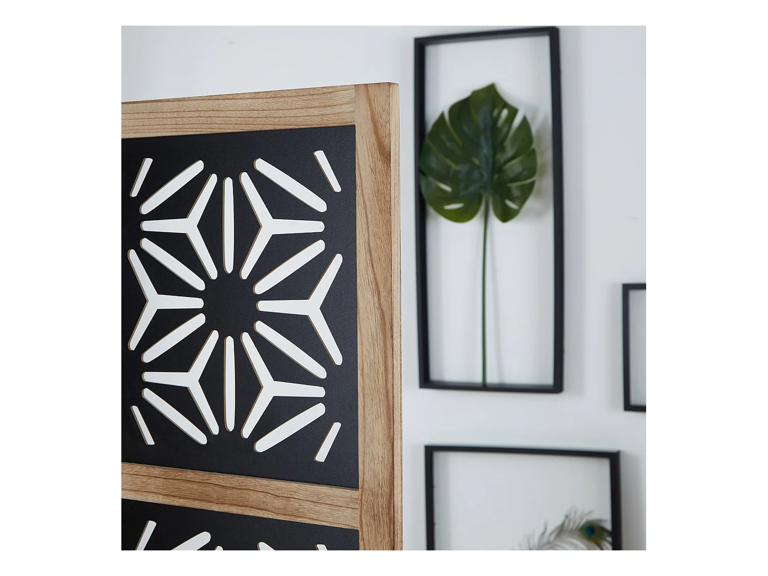 Paravent 170x120x2 cm naturel noir