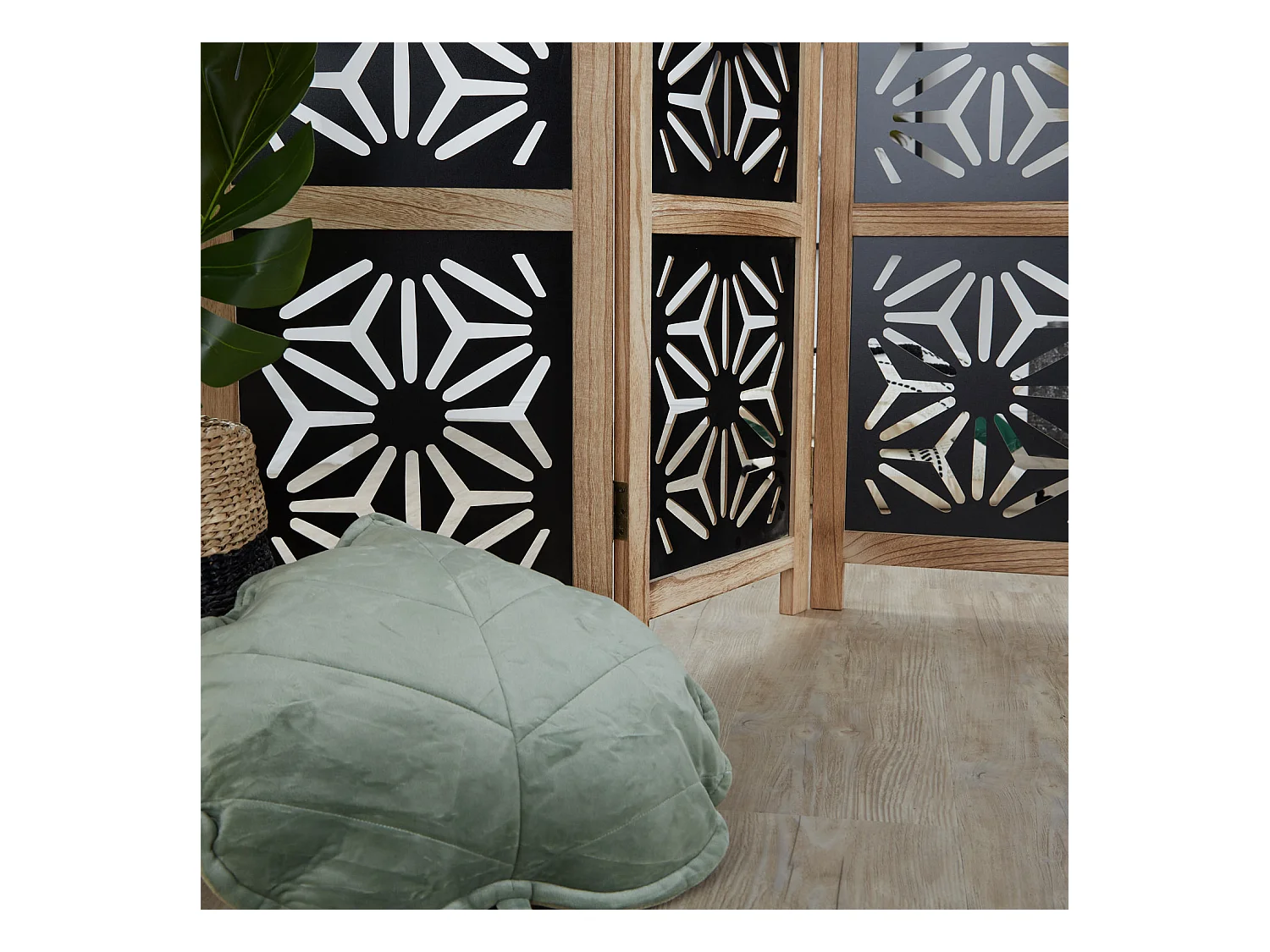 Paravent 170x120x2 cm naturel noir