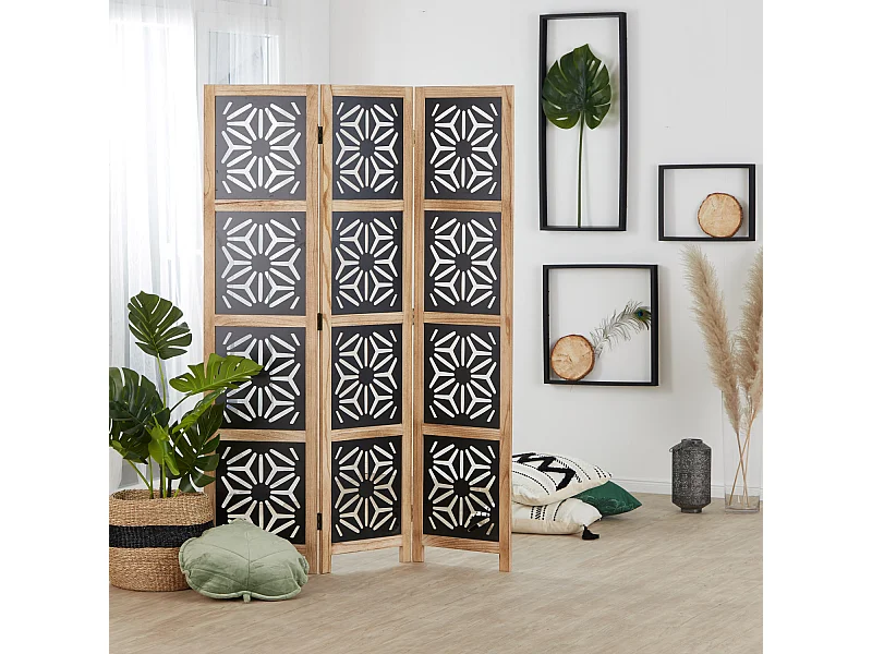 Raumteiler 170x120x2 cm natur schwarz