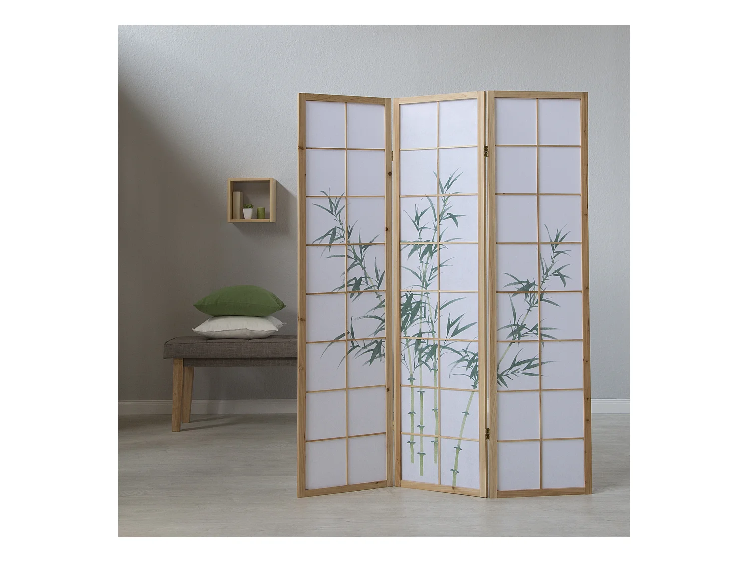 Paravent 132x2x175 cm Blanc naturel Shoji