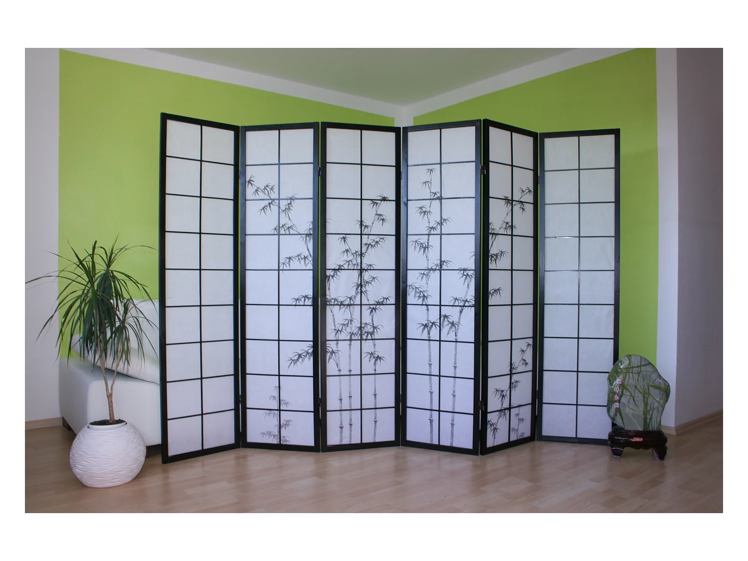 Paravento 264x2x179 cm nero Shoji