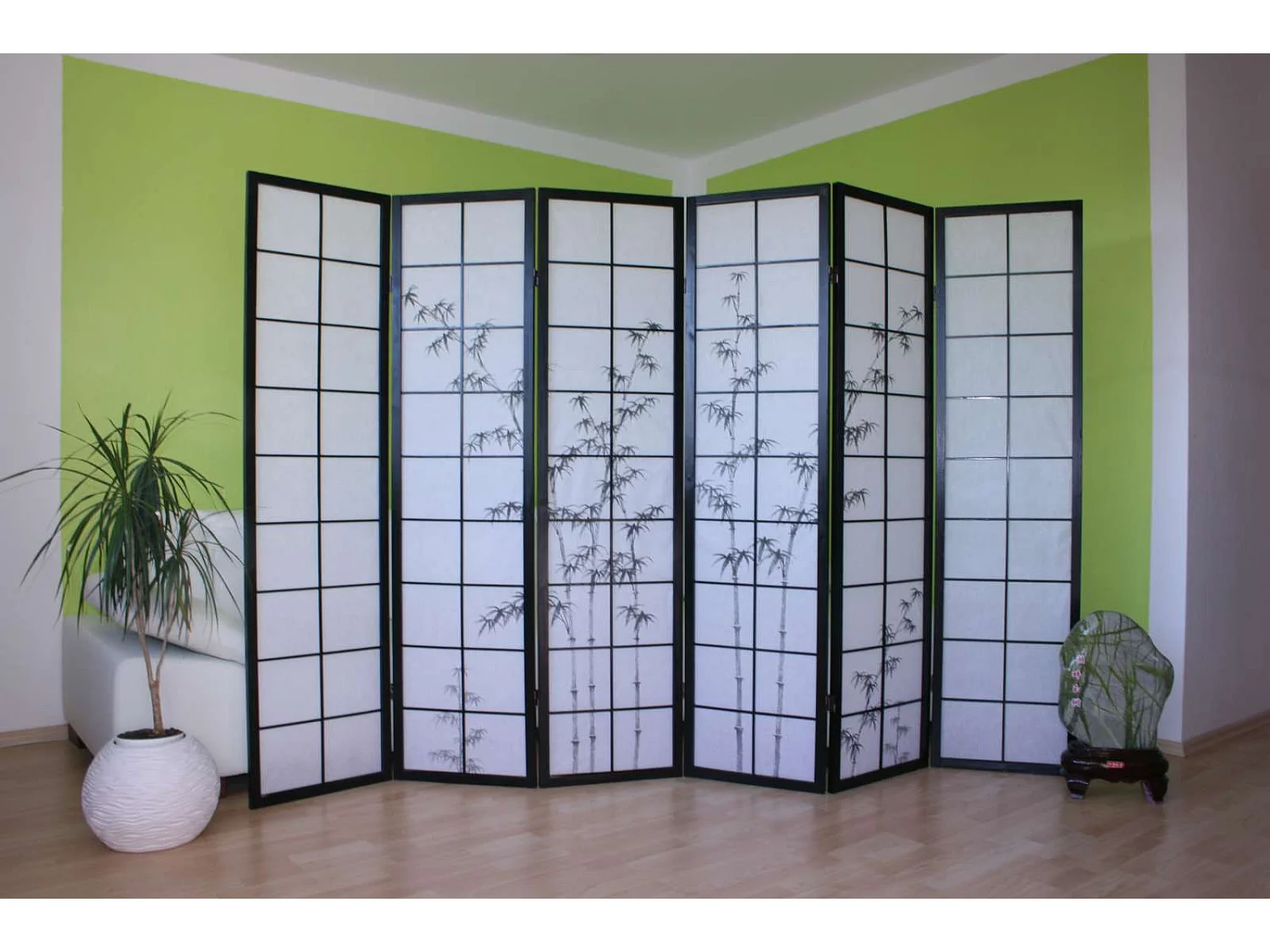 Raumteiler 264x2x179 cm schwarz Shoji