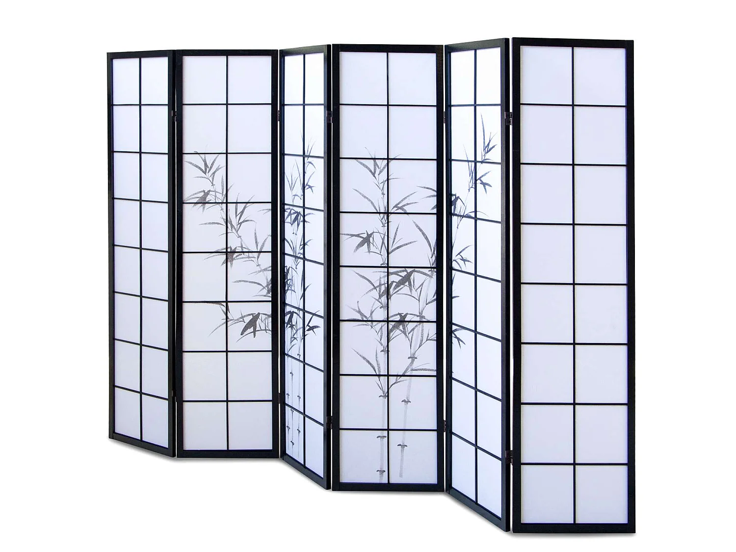 Raumteiler 264x2x179 cm schwarz Shoji