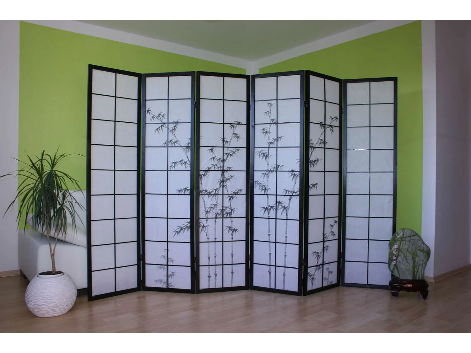 Raumteiler 264x2x179 cm schwarz Shoji