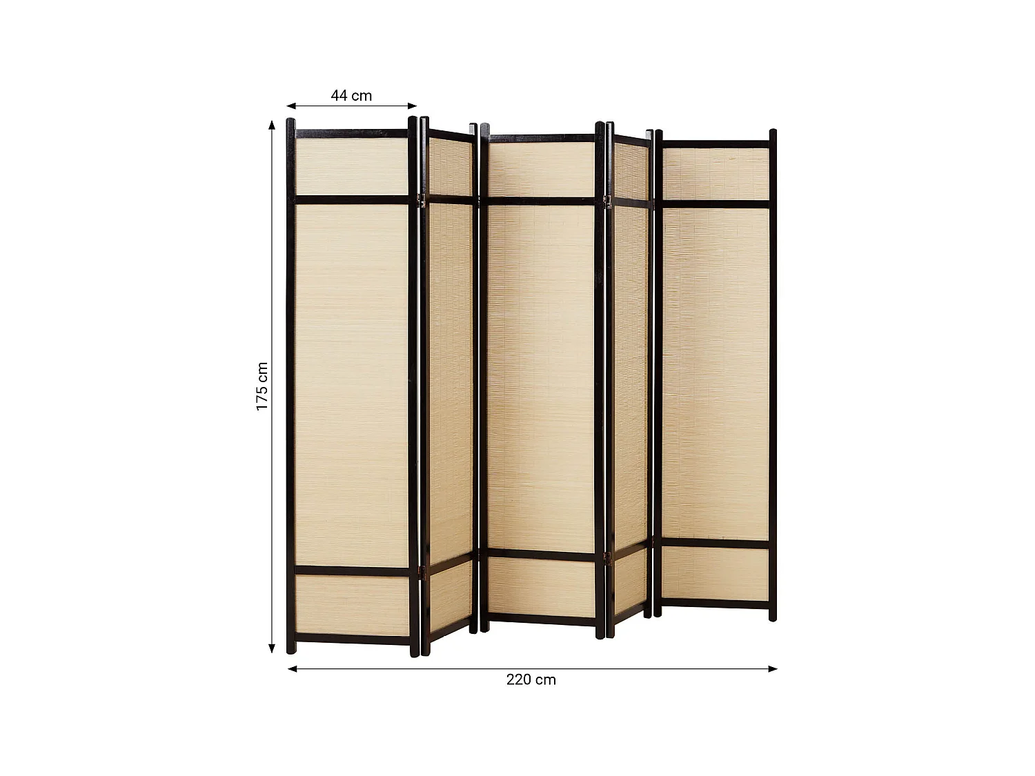 Paravent 220x175x2,2 cm bambou noir