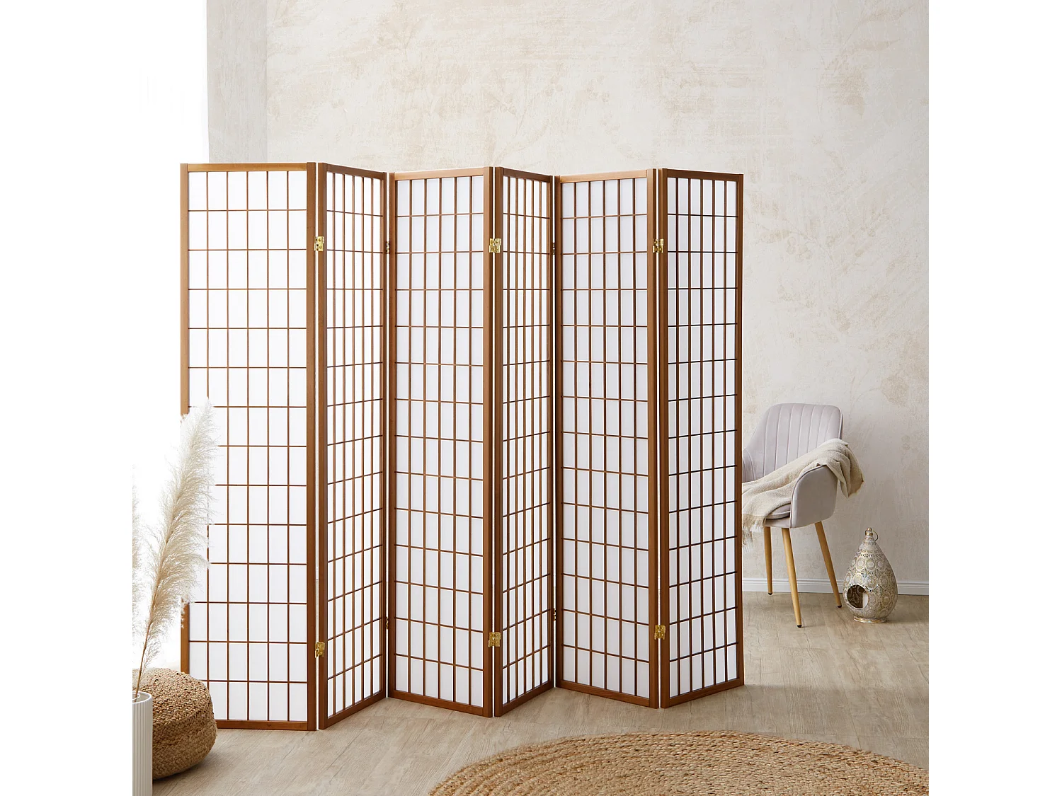 Raumteiler 175x264x2,2 cm Braun Shoji